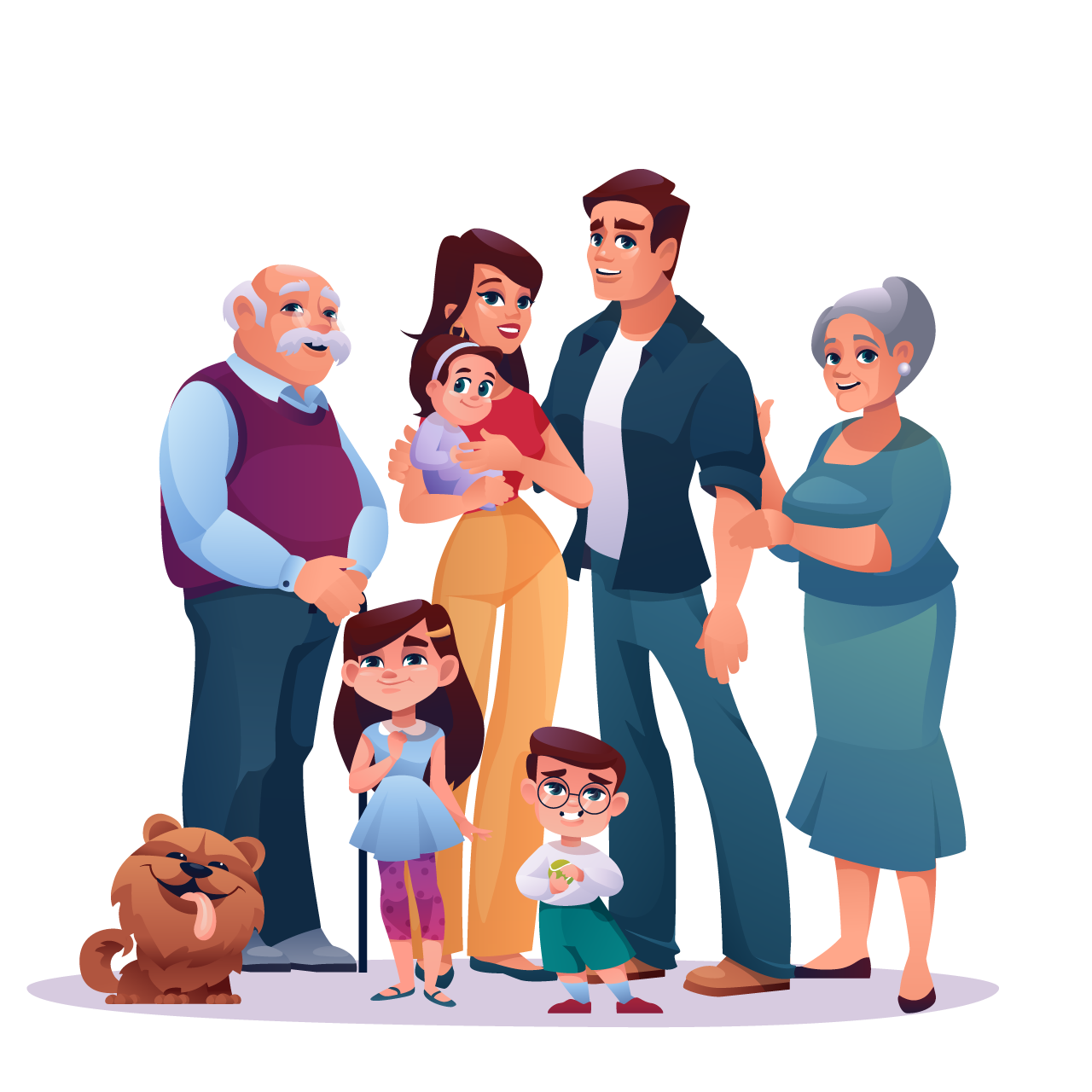 My family clipart relatives portrait big family kids adults together transparent background png