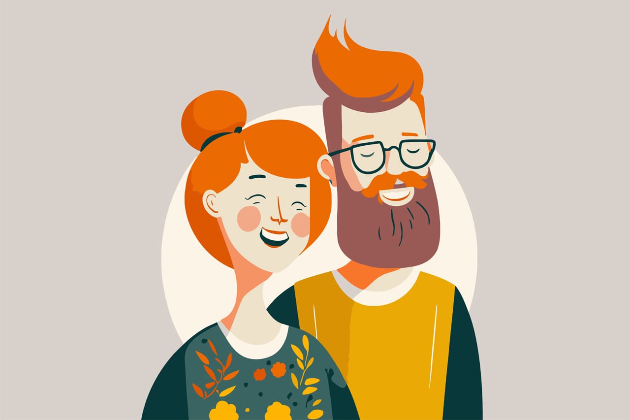 My family clipart young couple portrait love happy smiling joyful boy girl hand drawing sketch