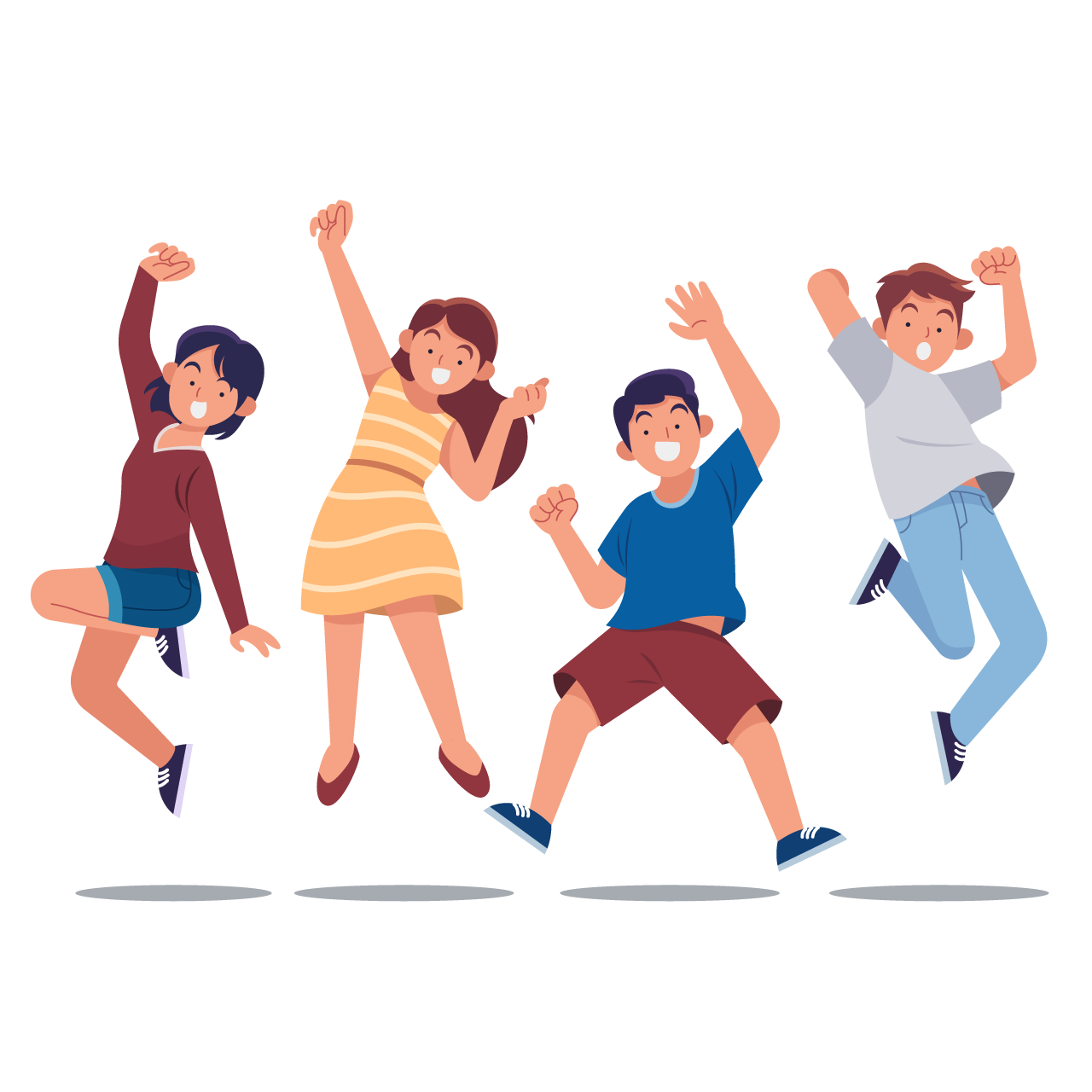 Hand drawn people jumping cartoon image transparent background png
