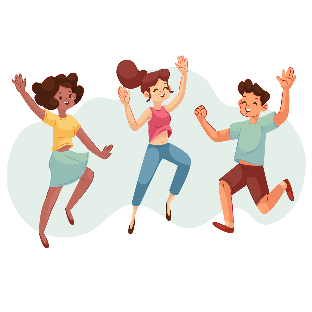 Hand drawn people jumping together transparent background png