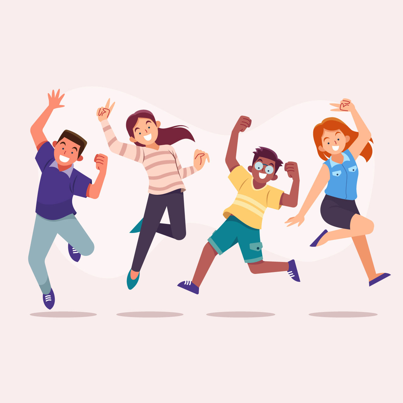 People clipart flat people jumping hand drawing sketch