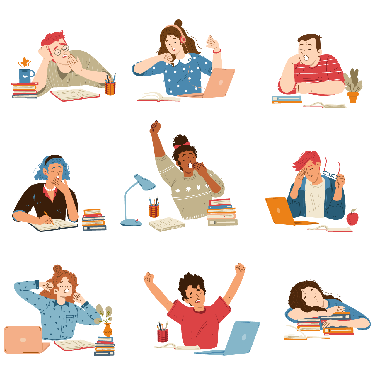 People clipart tired people yawn feel sleepy transparent background png