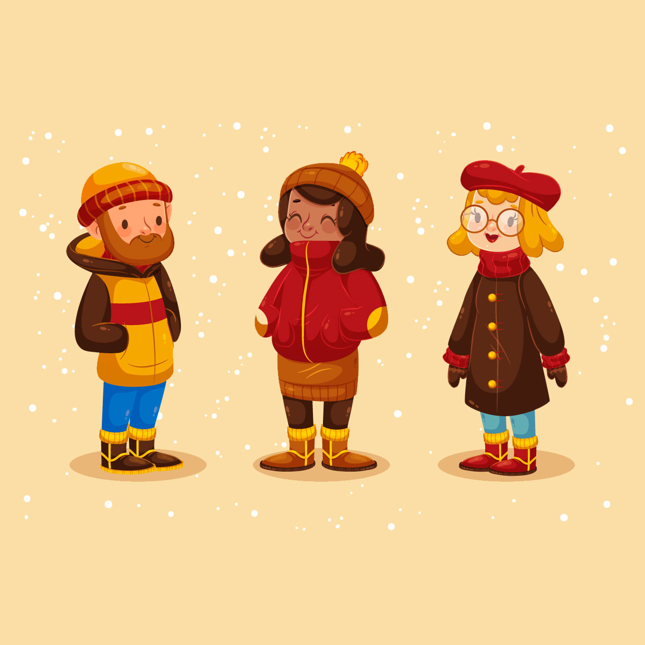 People clipart wearing cozy winter clothes cartoon image