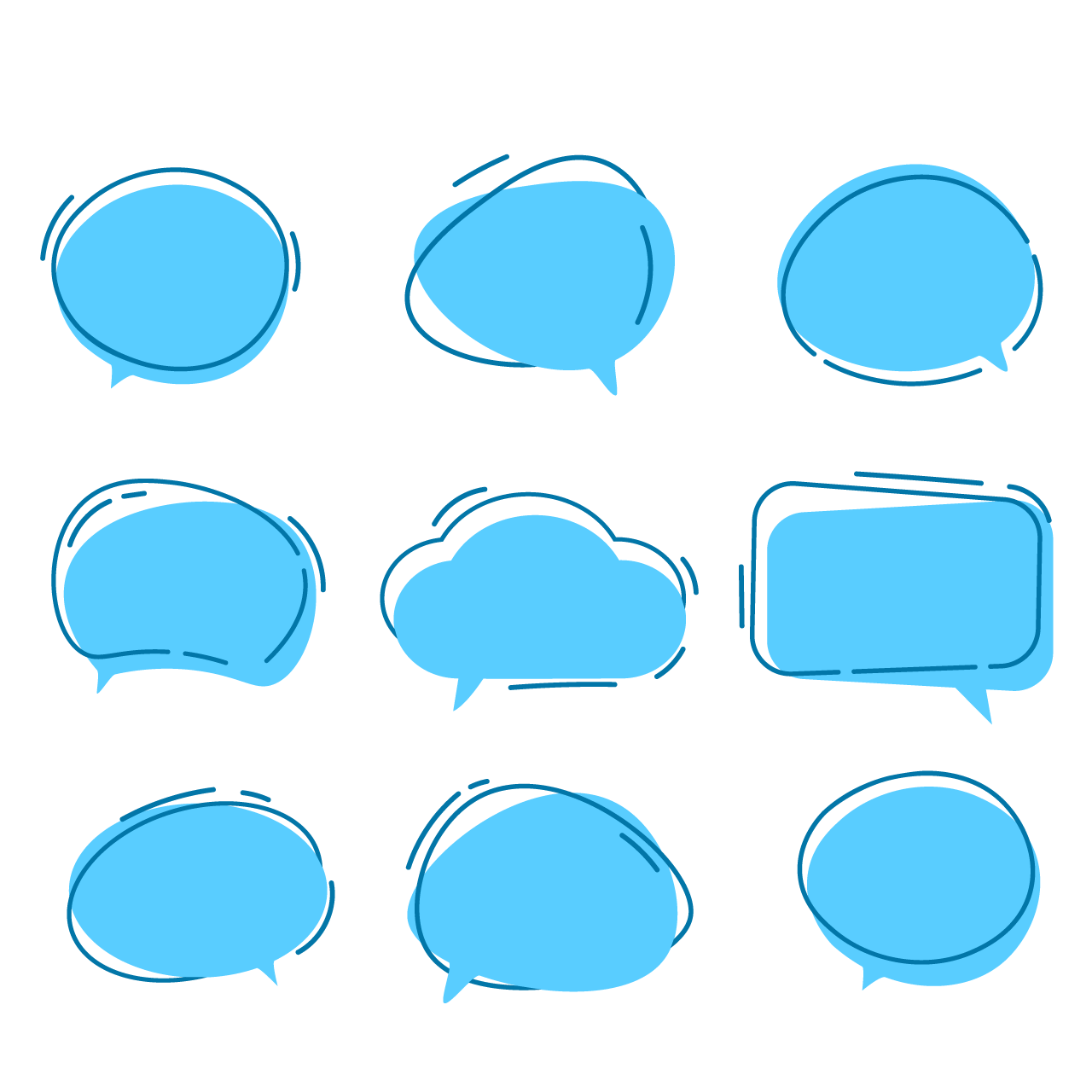 Set speech bubbles dialog box icon message template blue clouds