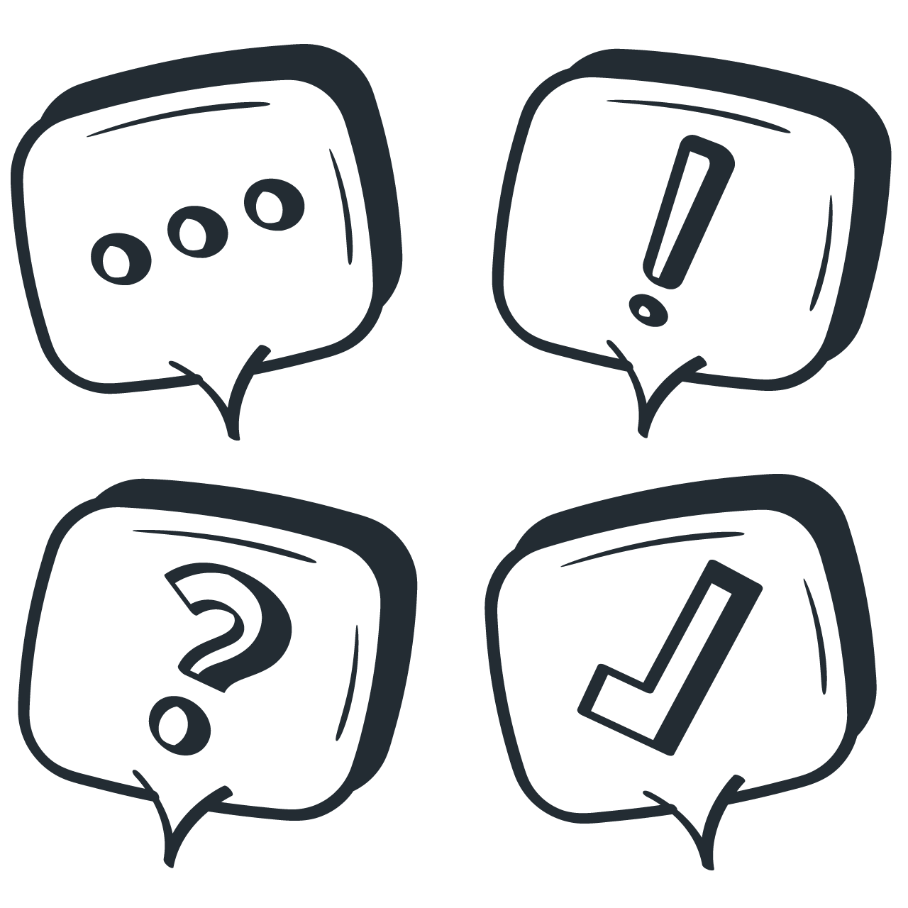 Speech bubbles symbol chat social media icon alert question checklist doodle transparent background png