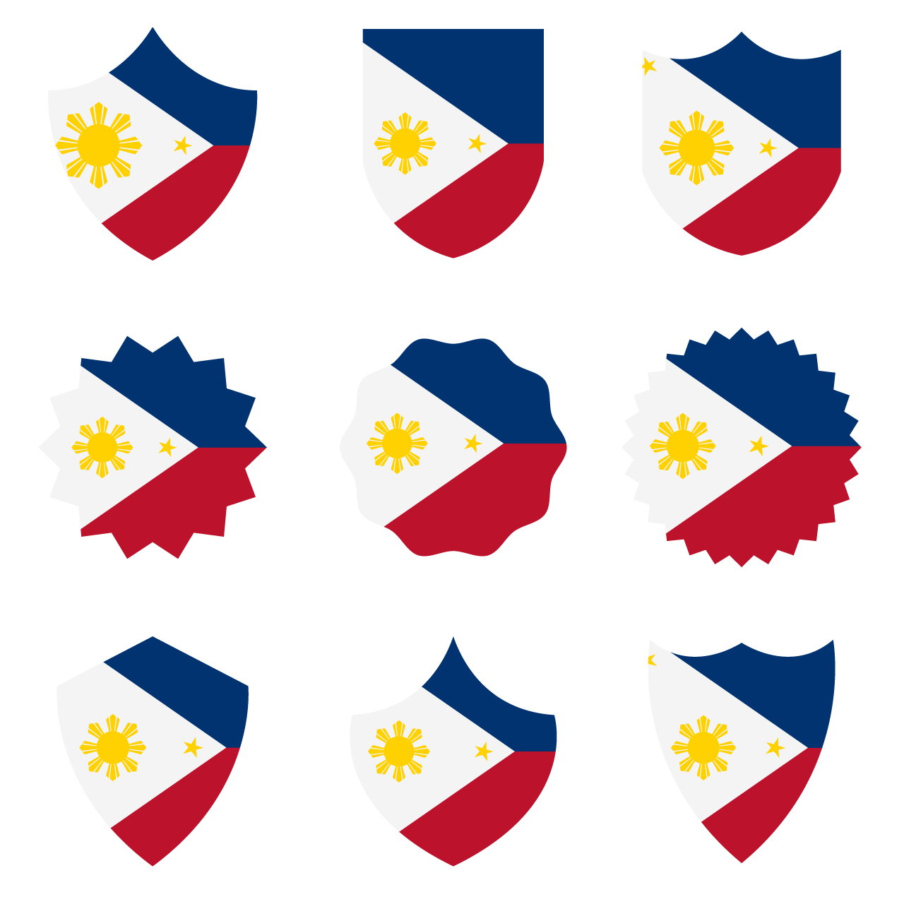 Flat design philippine flag set cartoon illustration image transparent background png