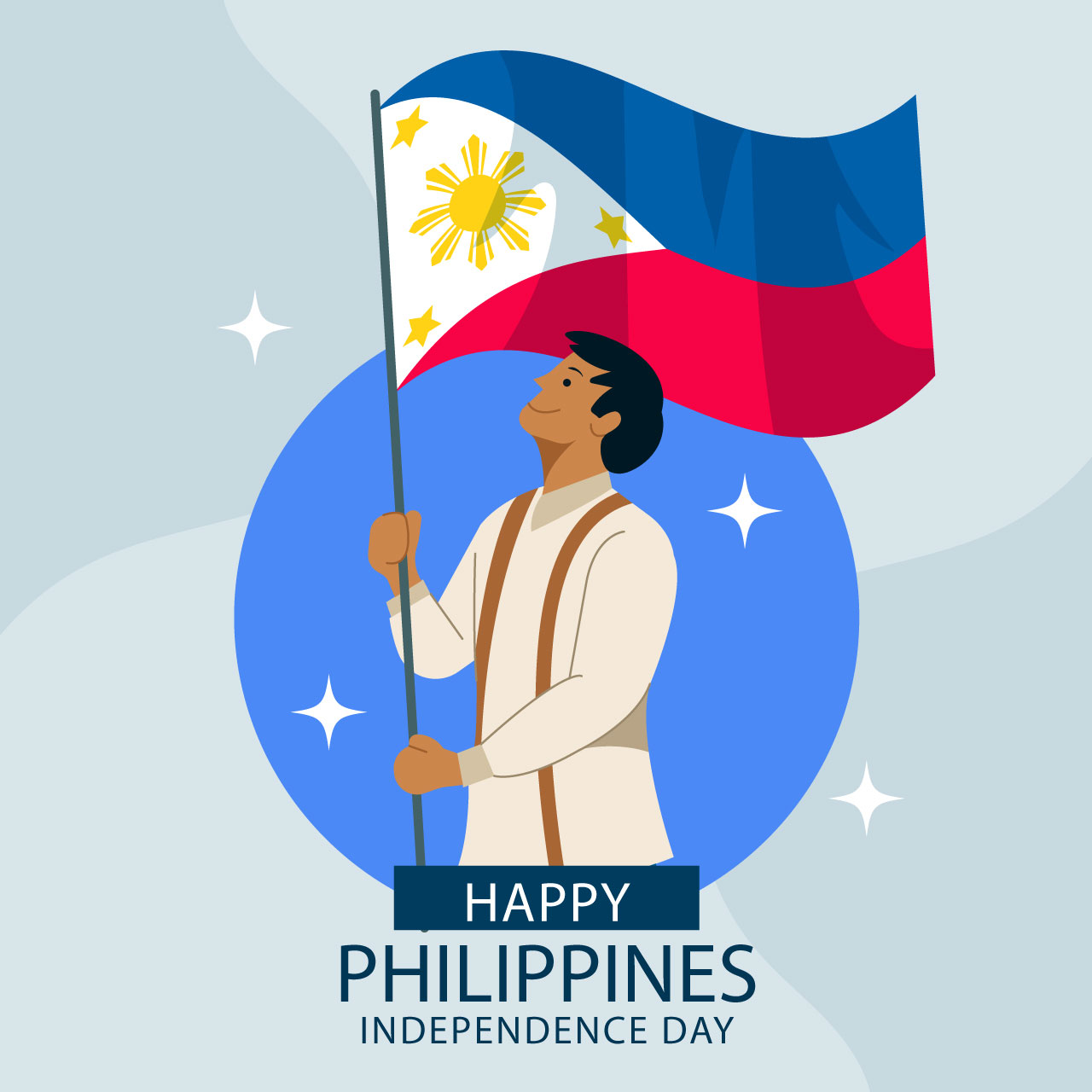 Flat philippine independence day illustration hand drawing sketch