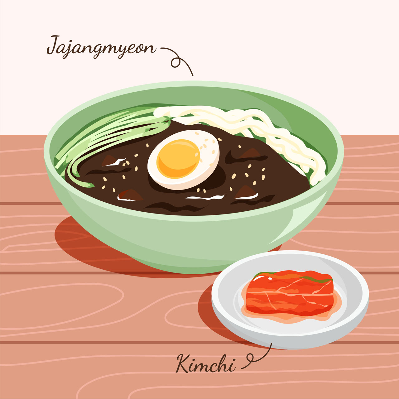 Jajangmyeon philippine clipart noodle with kimchi hand drawing sketch