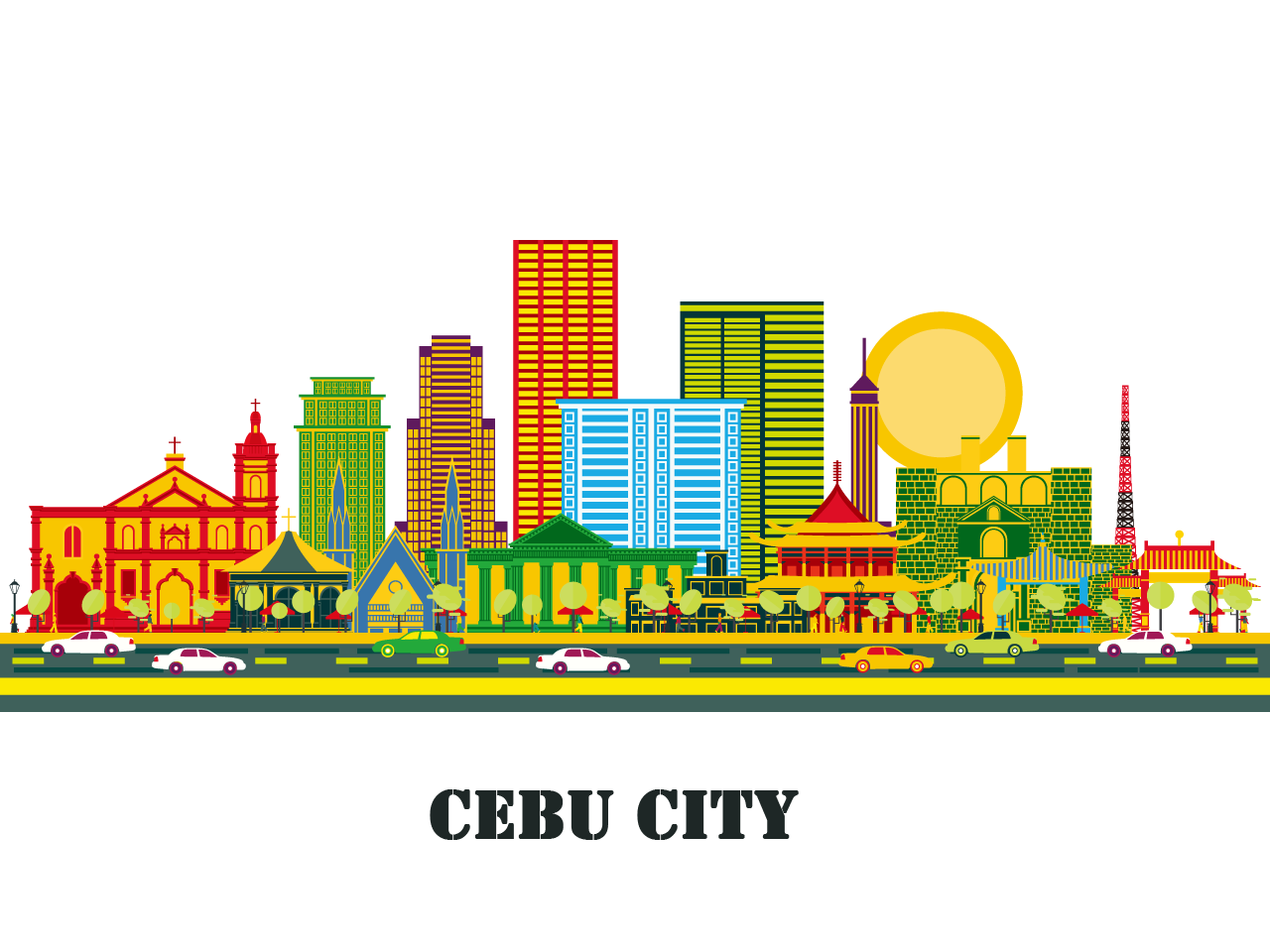 Philippine clipart cebu city philippines skyline with color buildings reflections tourism with modern architecture cebu city