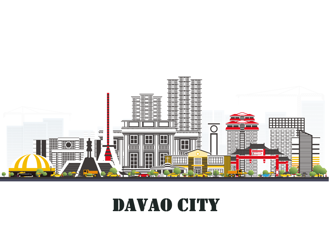 Philippine clipart davao city philippines skyline with gray buildings reflections travel tourism with modern architecture