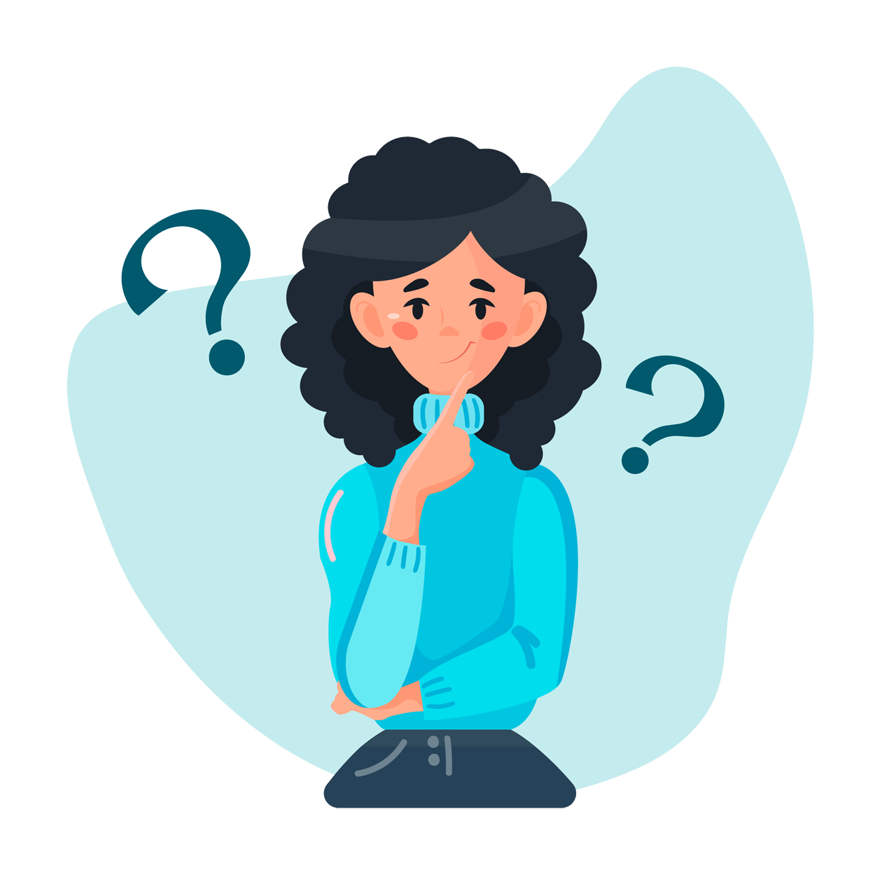 Girl has question complexity choice transparent background png cartoon image