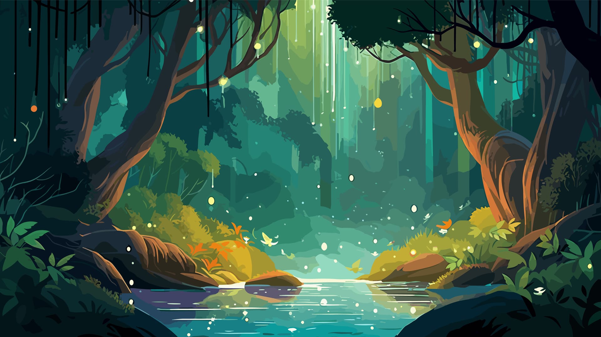 Forest scene with river forest scene rainforest clip art