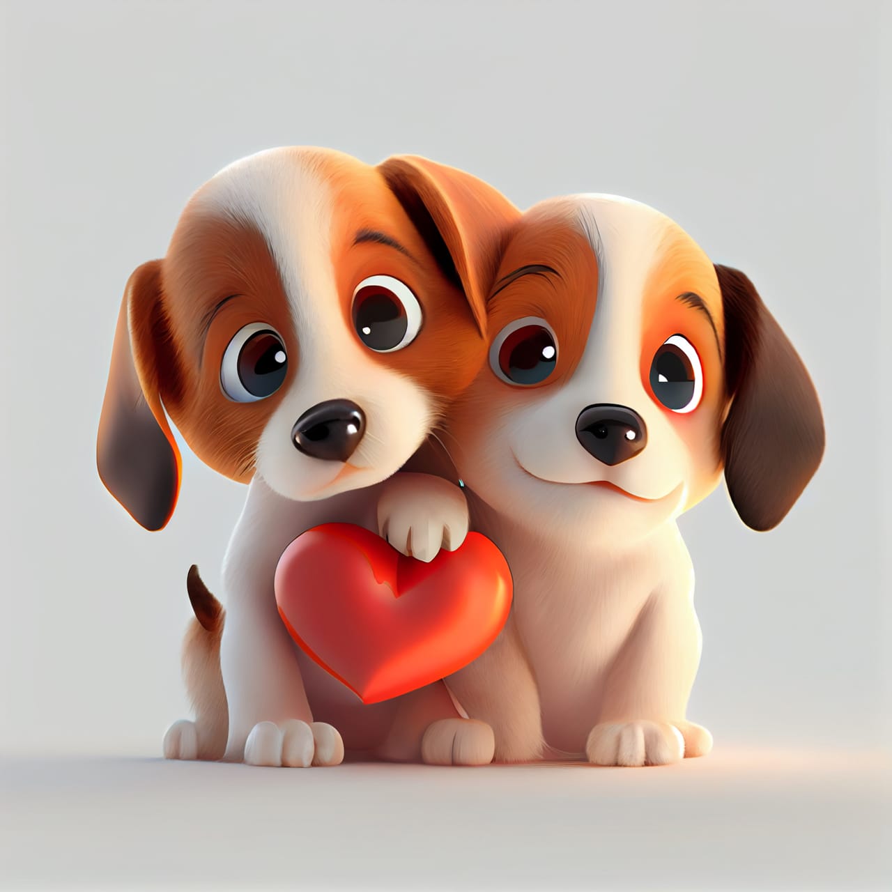 Related image cute dogs couple love with hearts 3d render illustration