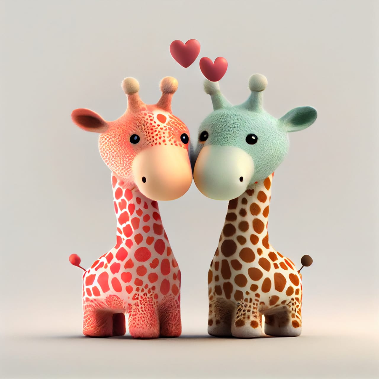Related image cute giraffe couple love with hearts valentines day greeting card 3d render illustration