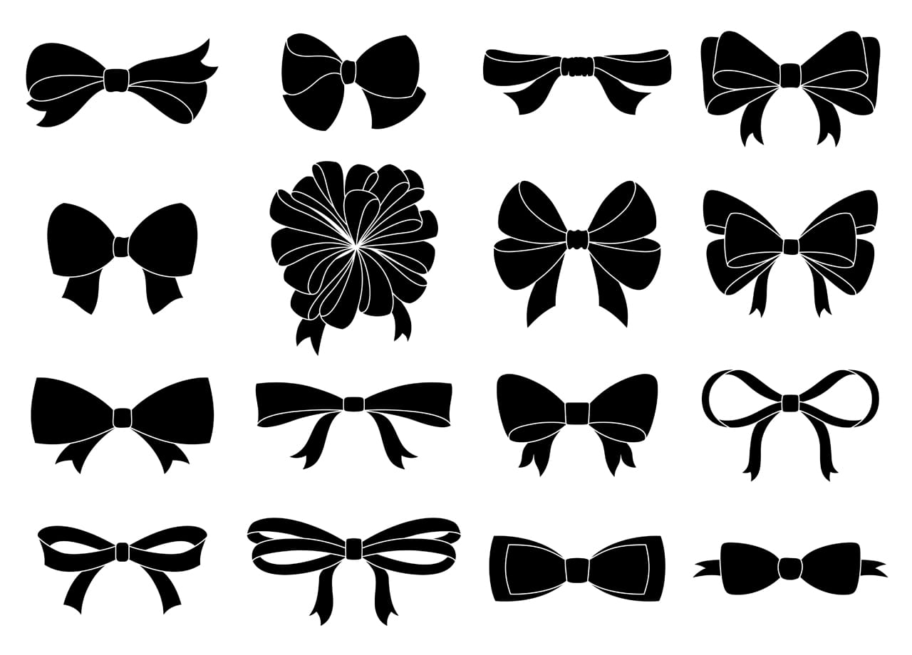 Ribbon banner clipart set decorative bow your design hand drawing sketch