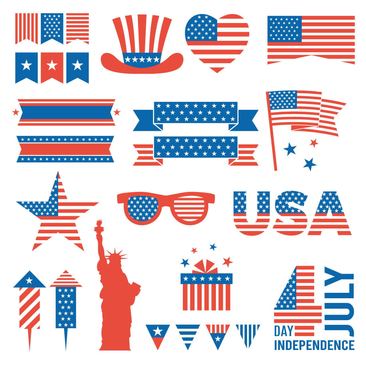 Ribbon banner clipart usa independence day design elements 4 july independence day