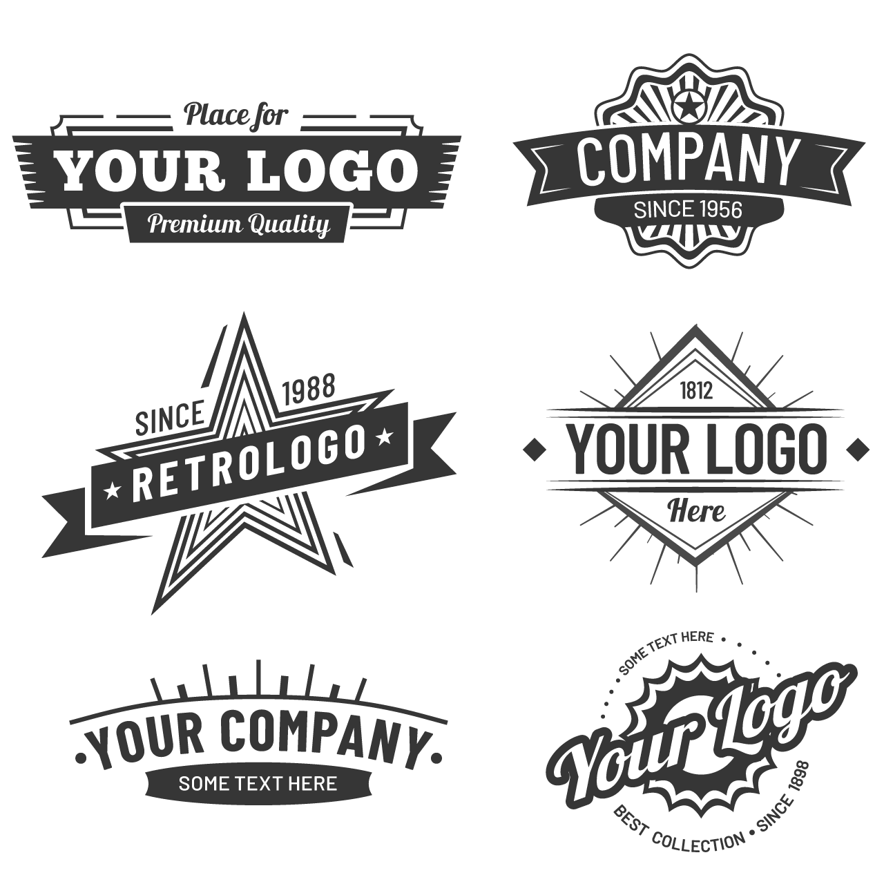 Vintage badge retro brand name logo badges company label cartoon image