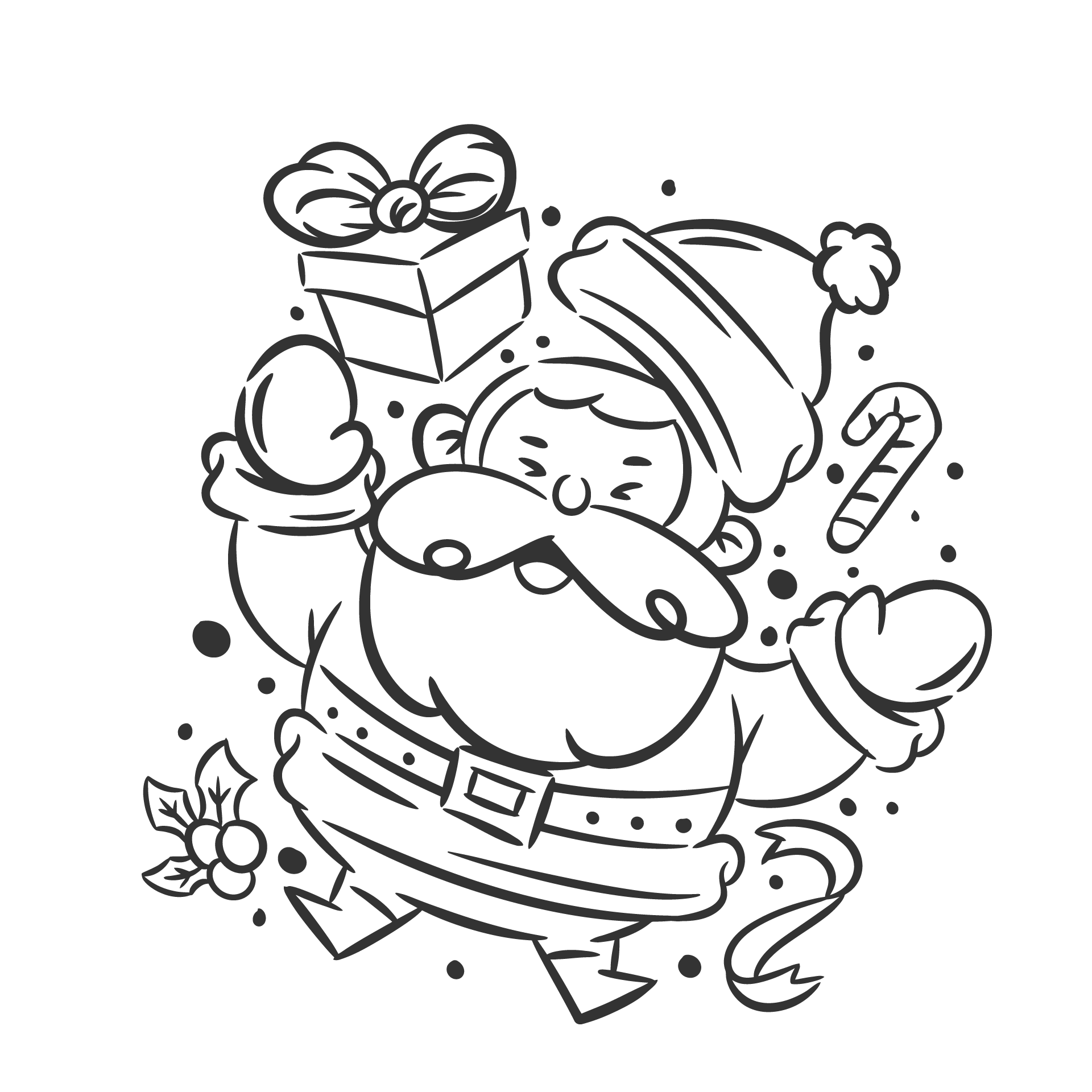 Santa claus character set hand drawn coloring excellent image