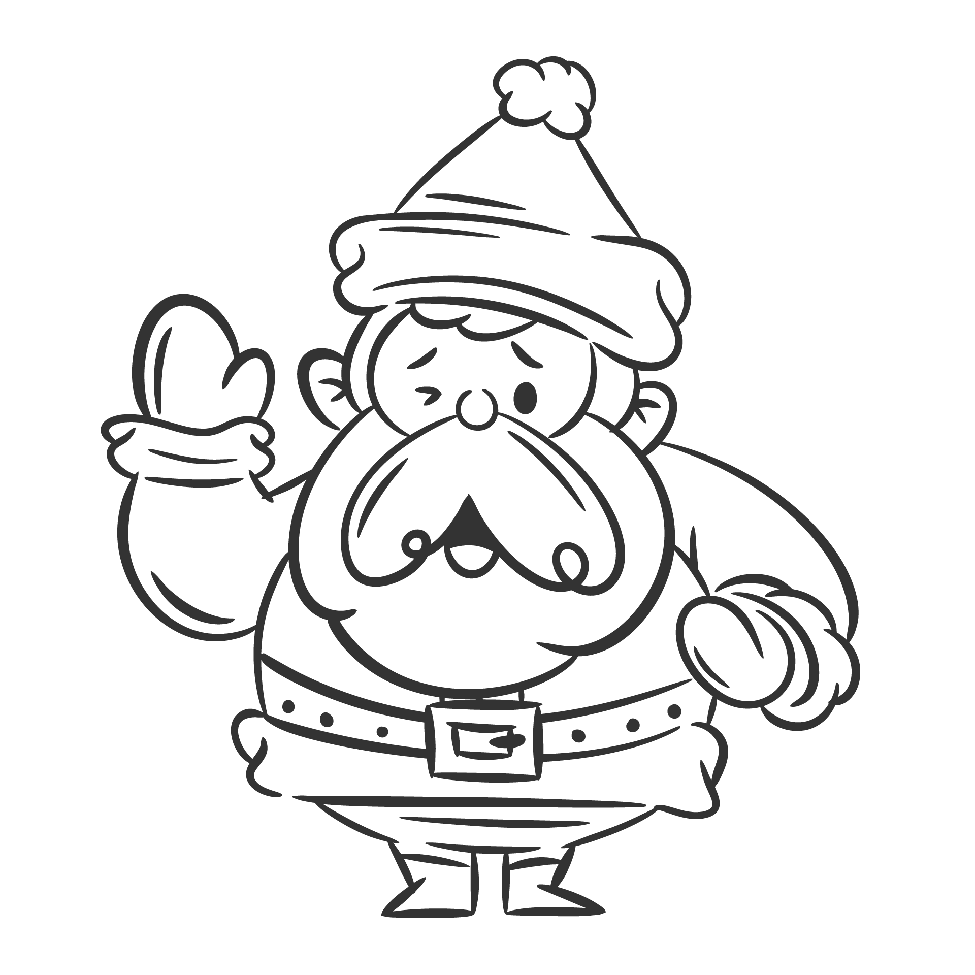 Santa claus character set hand drawn coloring image