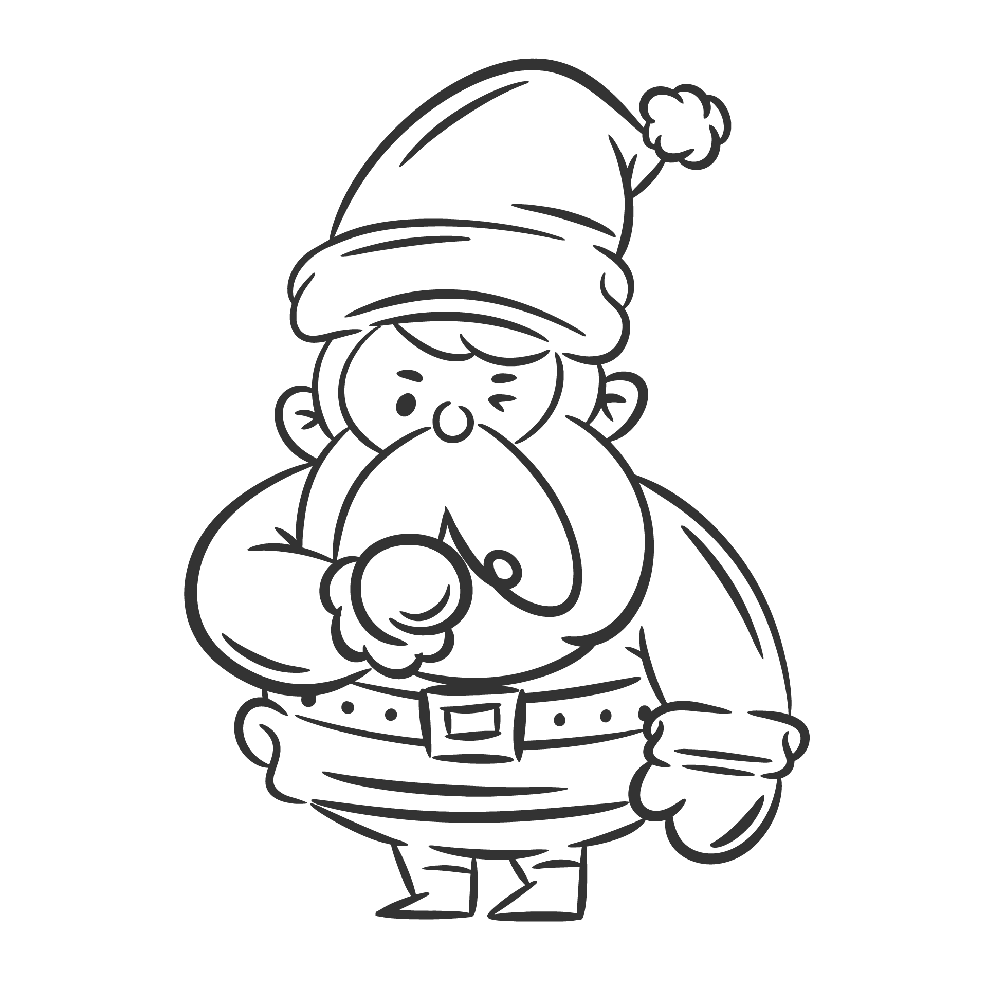 Santa claus character set hand drawn coloring picture