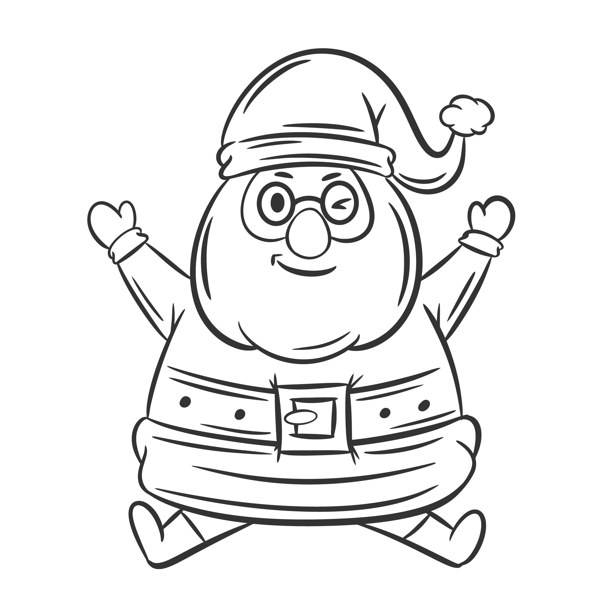 Santa claus set hand drawn coloring excellent picture