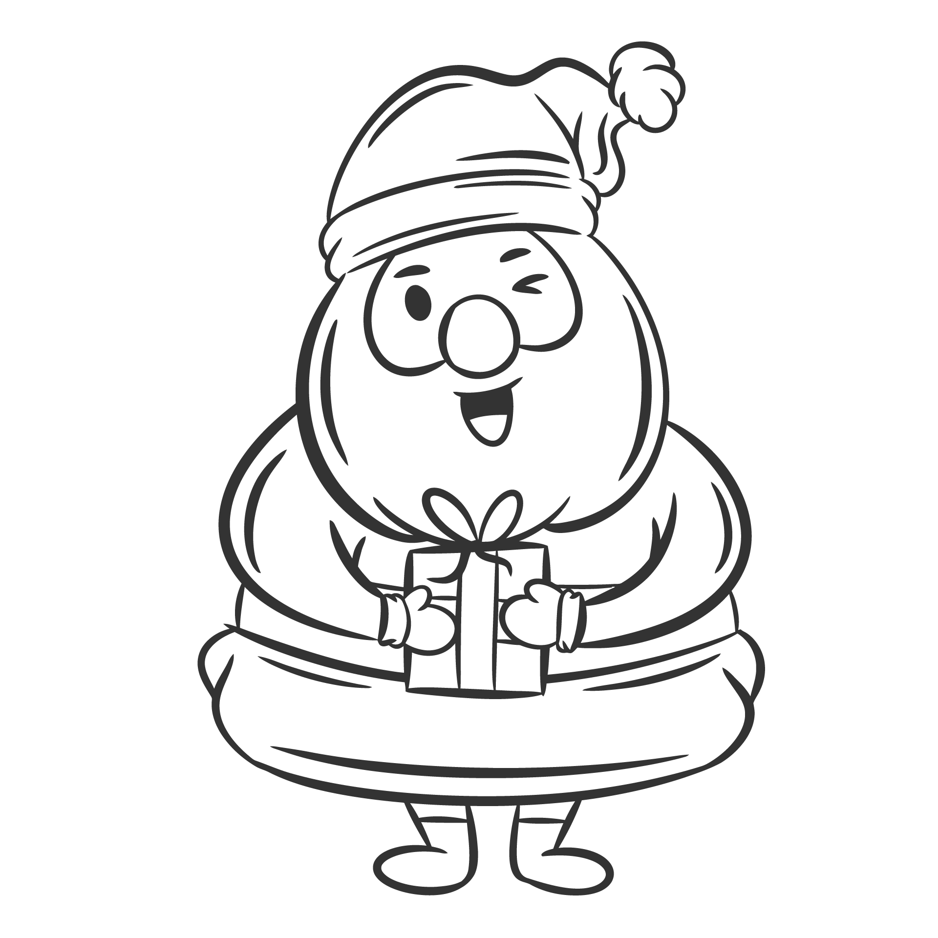 Santa claus set hand drawn coloring image