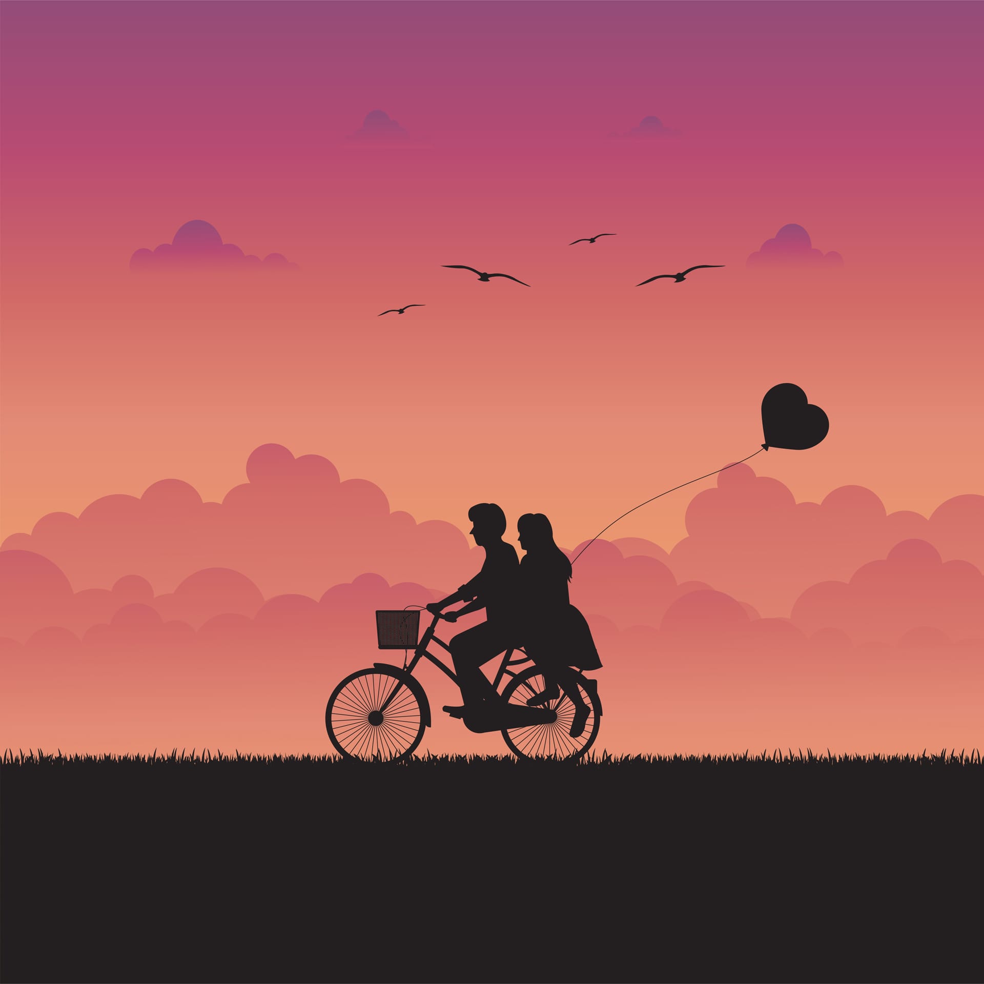 Illustration love romantic landscape with couple love image