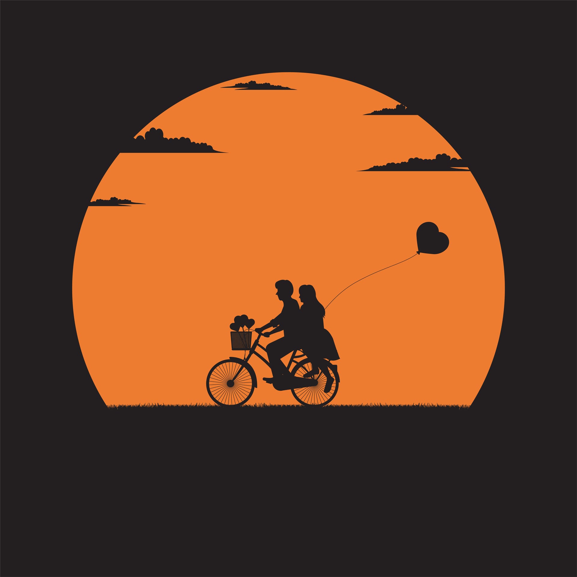 Lovers bike heart shape balloon