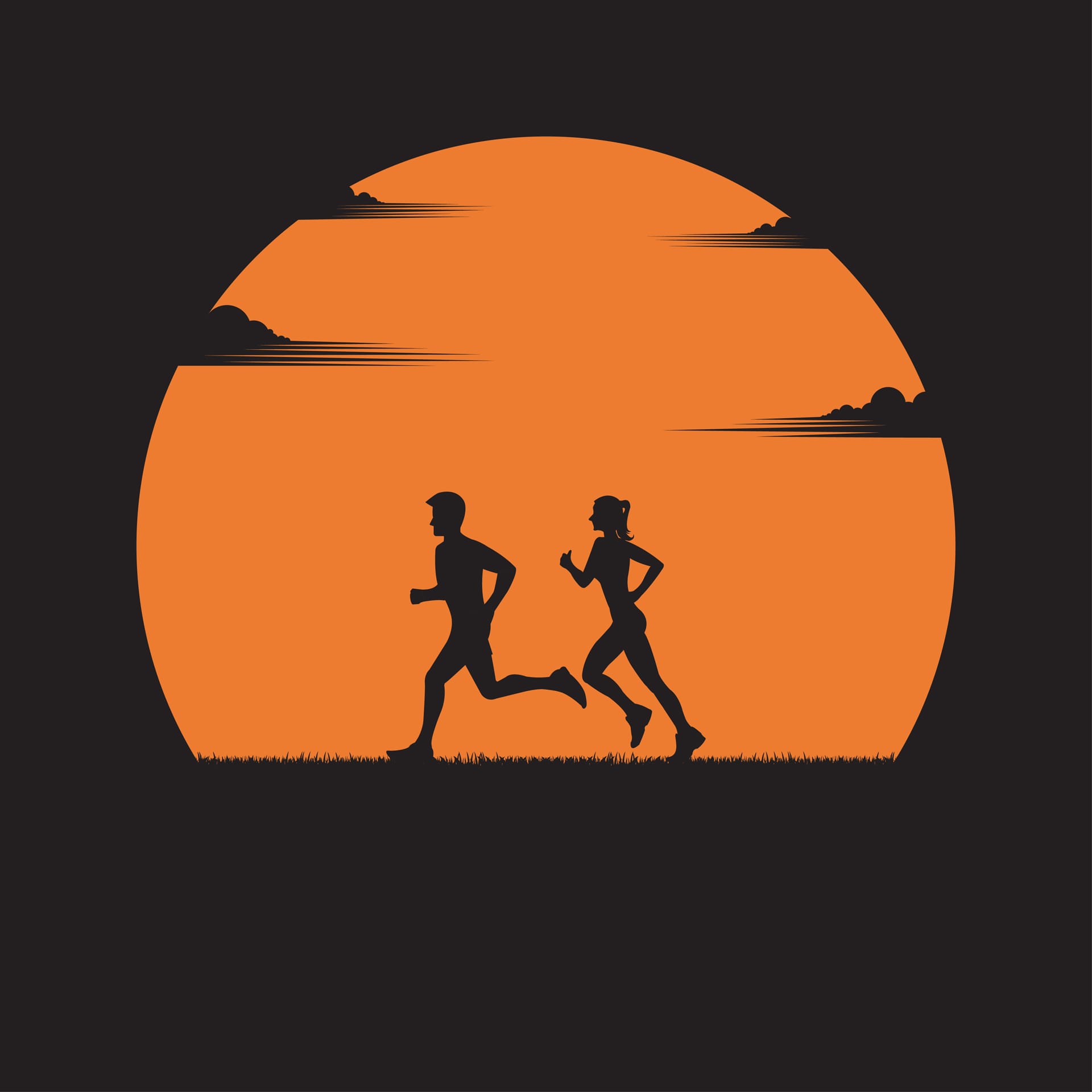 Men women running exercise outdoor image