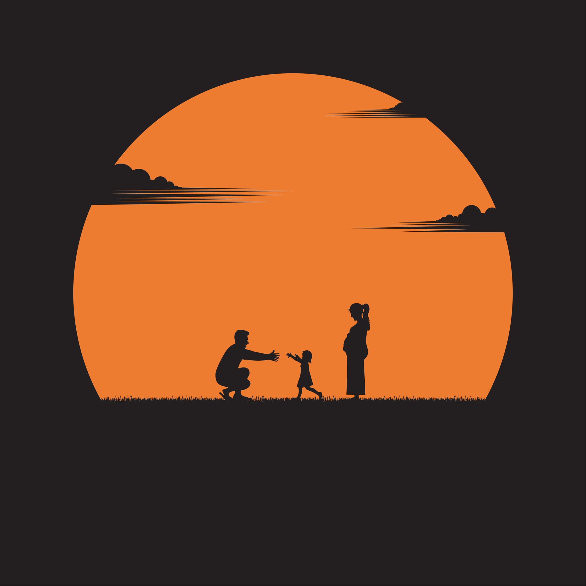Silhouette clip art summer family
