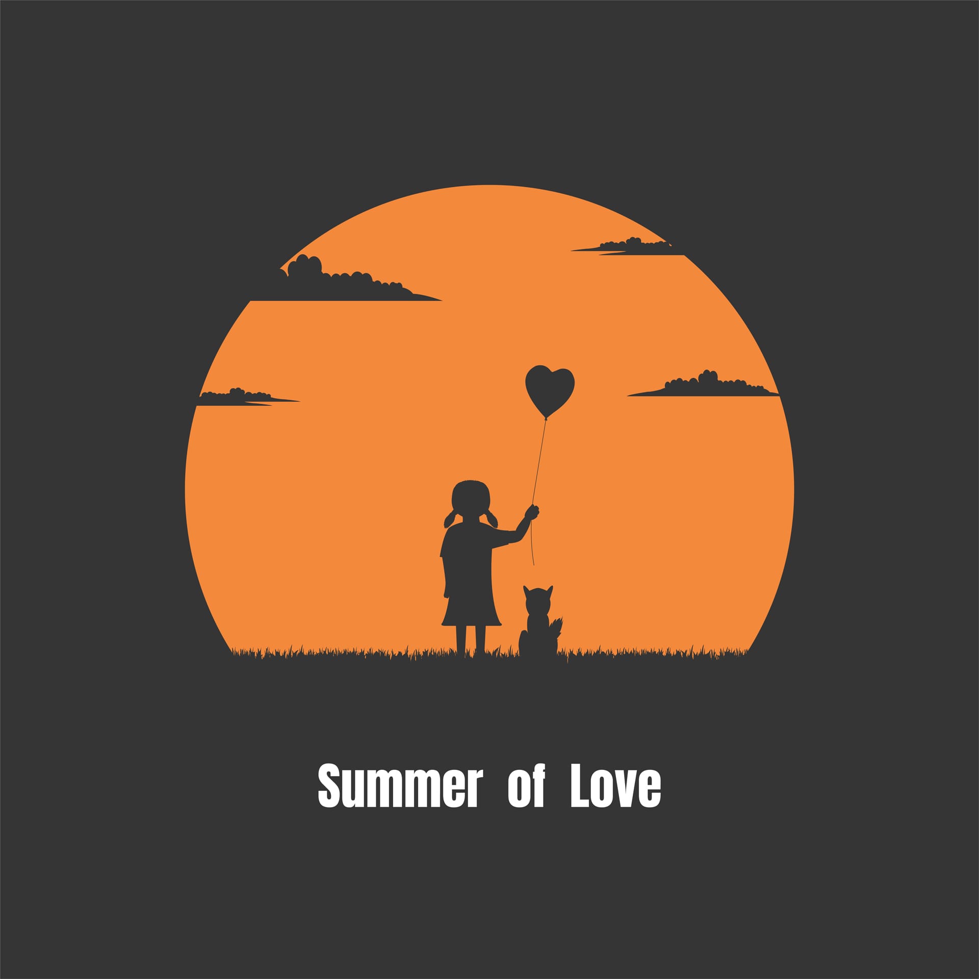 Silhouette girls holding balloon dog