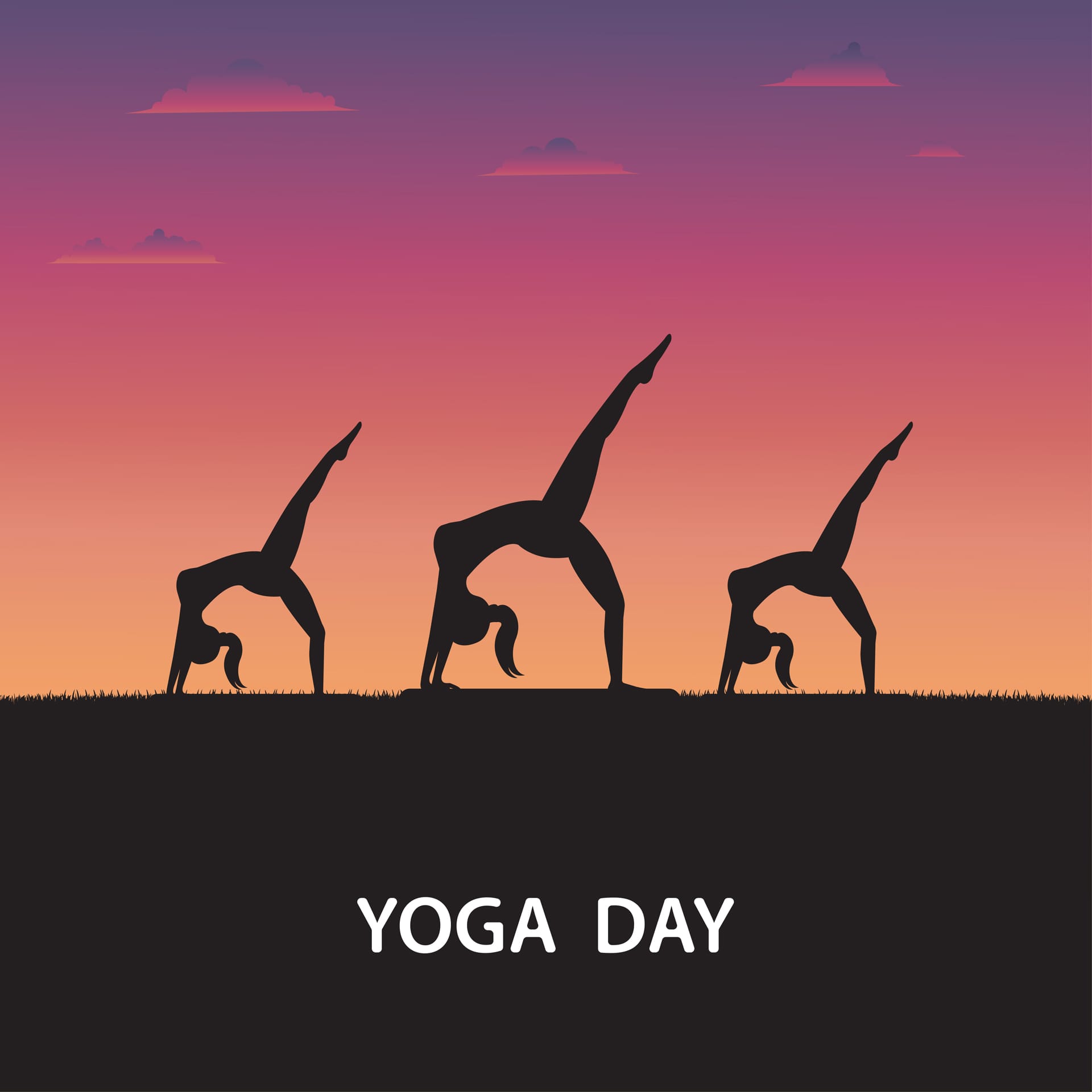 Silhouette yoga woman nature