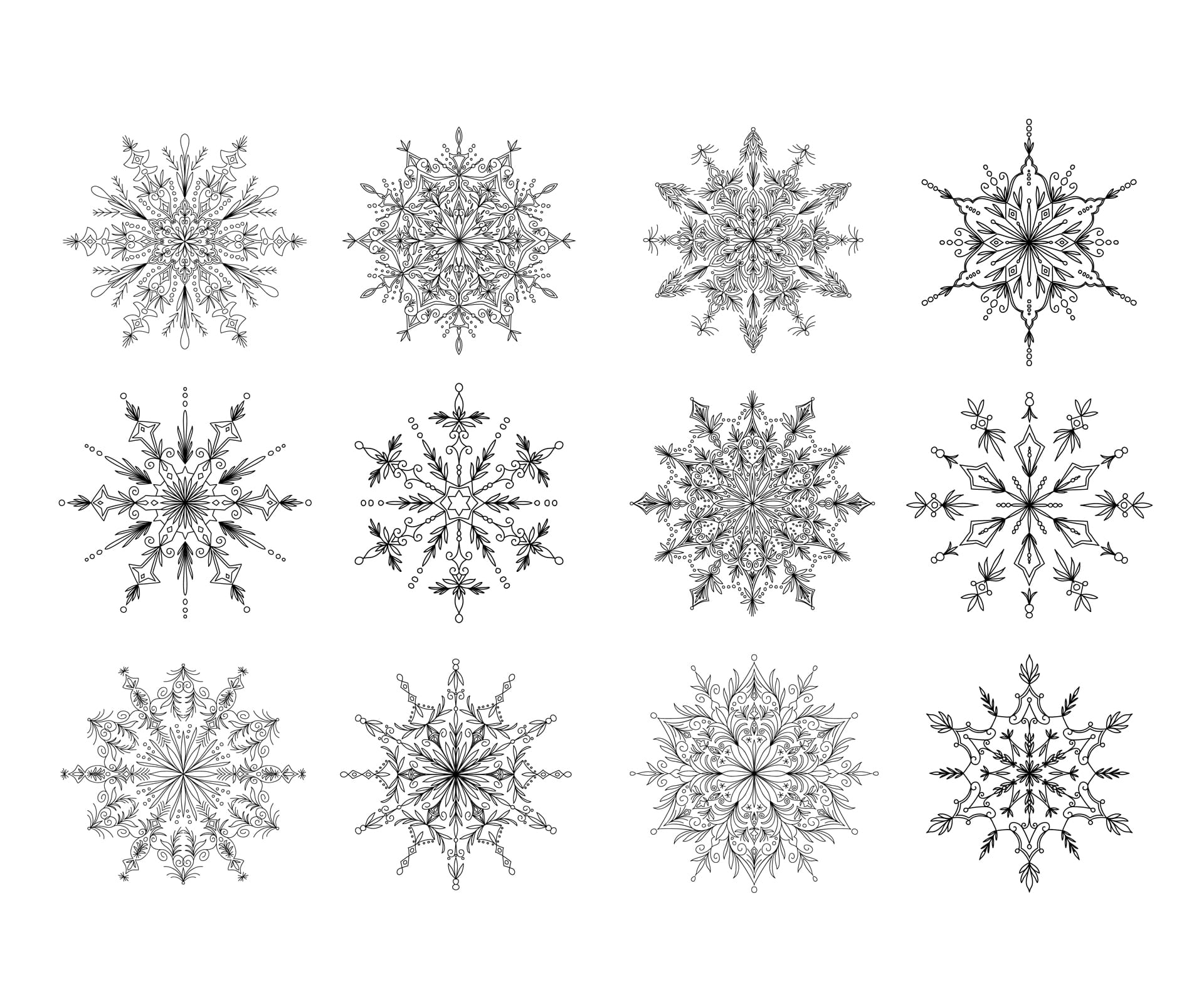 Beautiful ornamental snowflake mandala collection