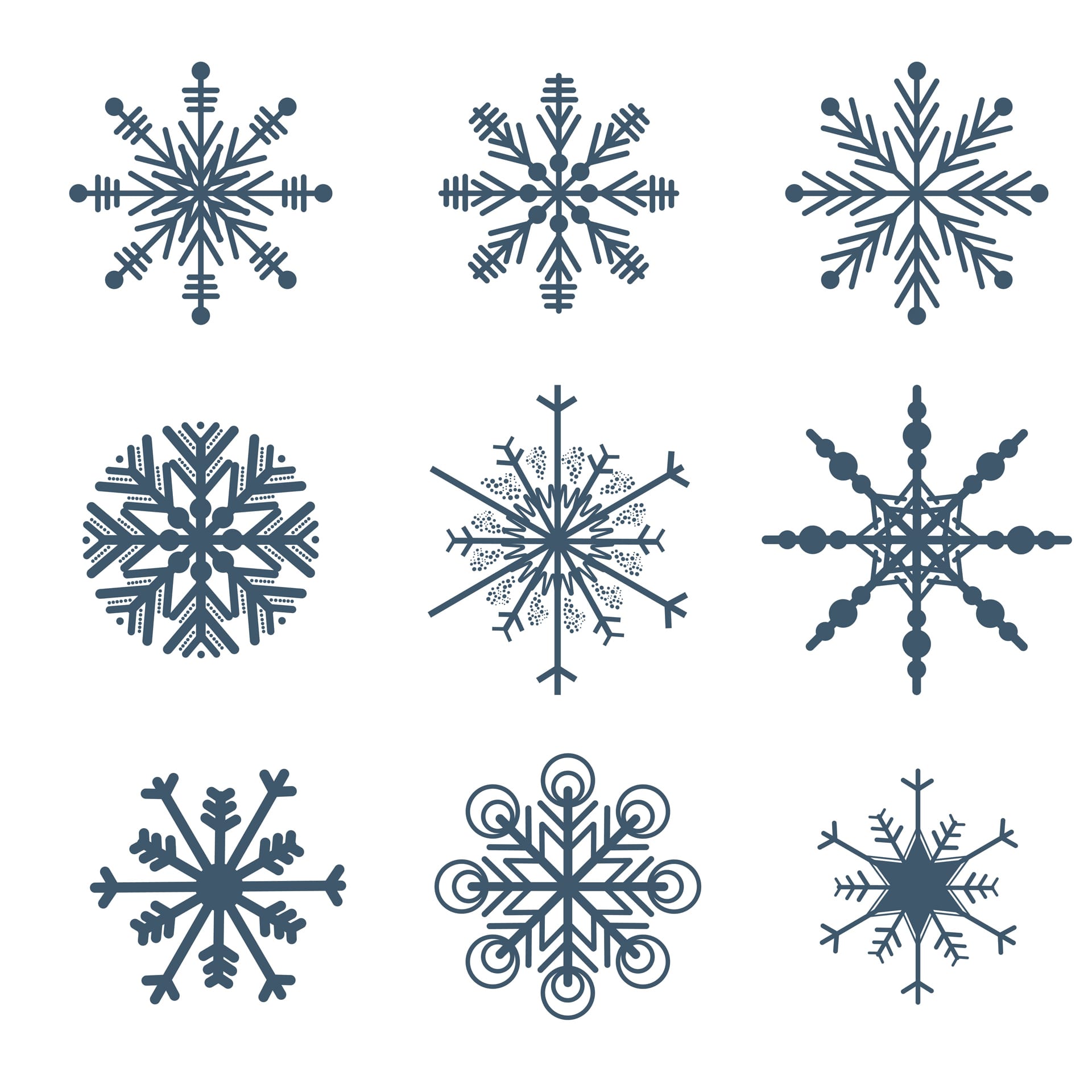 Beautiful snowflakes set elements snowflake clipart