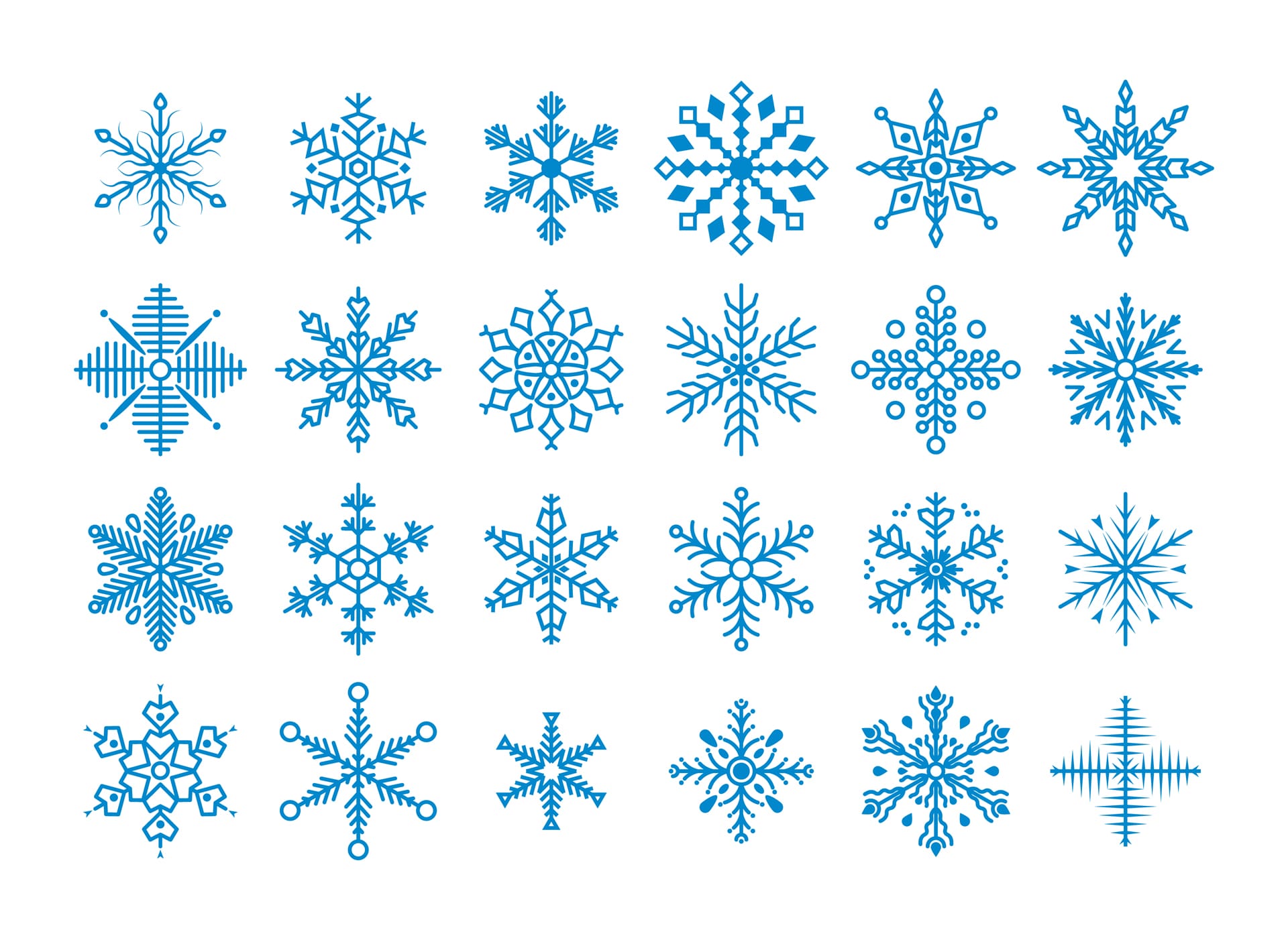 Set cute snowflakes snowflake collection
