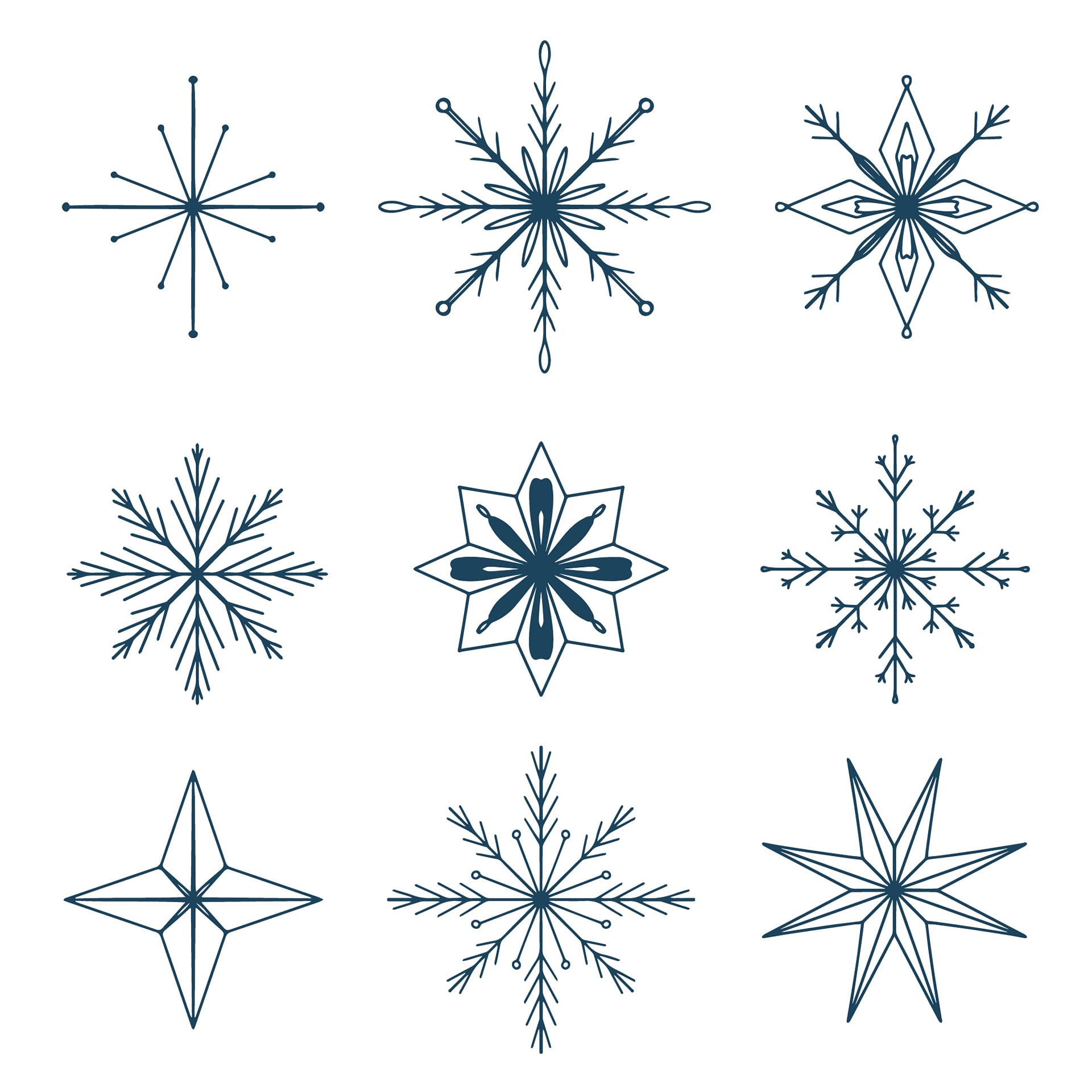 Snowflake clipart set decorative snowflakes