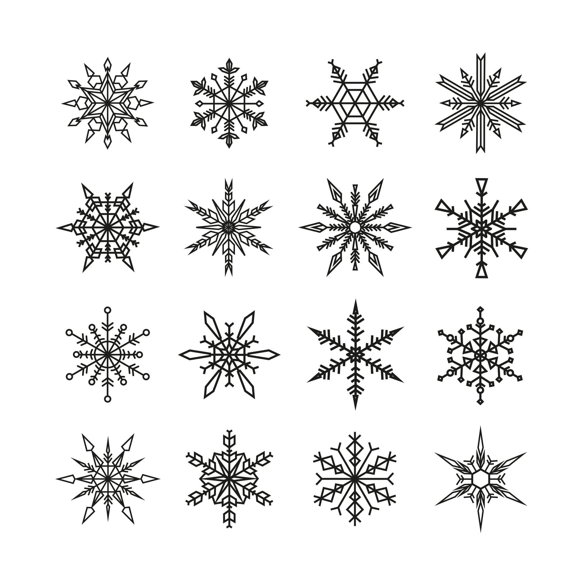 Snowflake clipart set snowflakes