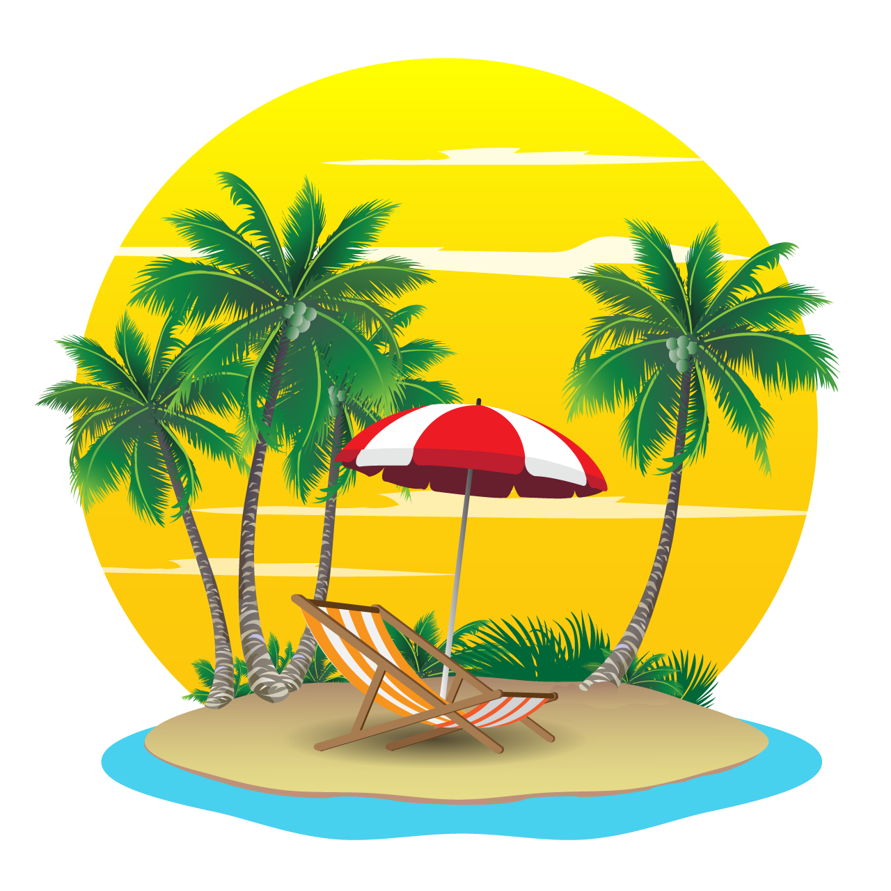 Sun clipart small island cartoon illustration image