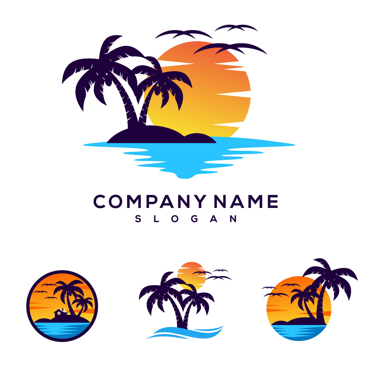 Sunset logo cartoon illustration image transparent background png