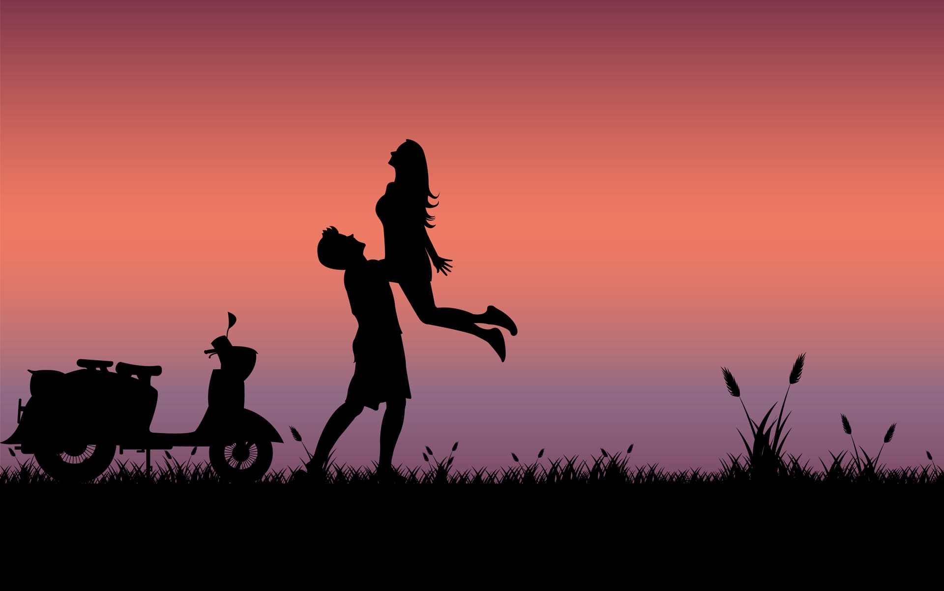 Silhouette love couple sunset clipart sunset clipart