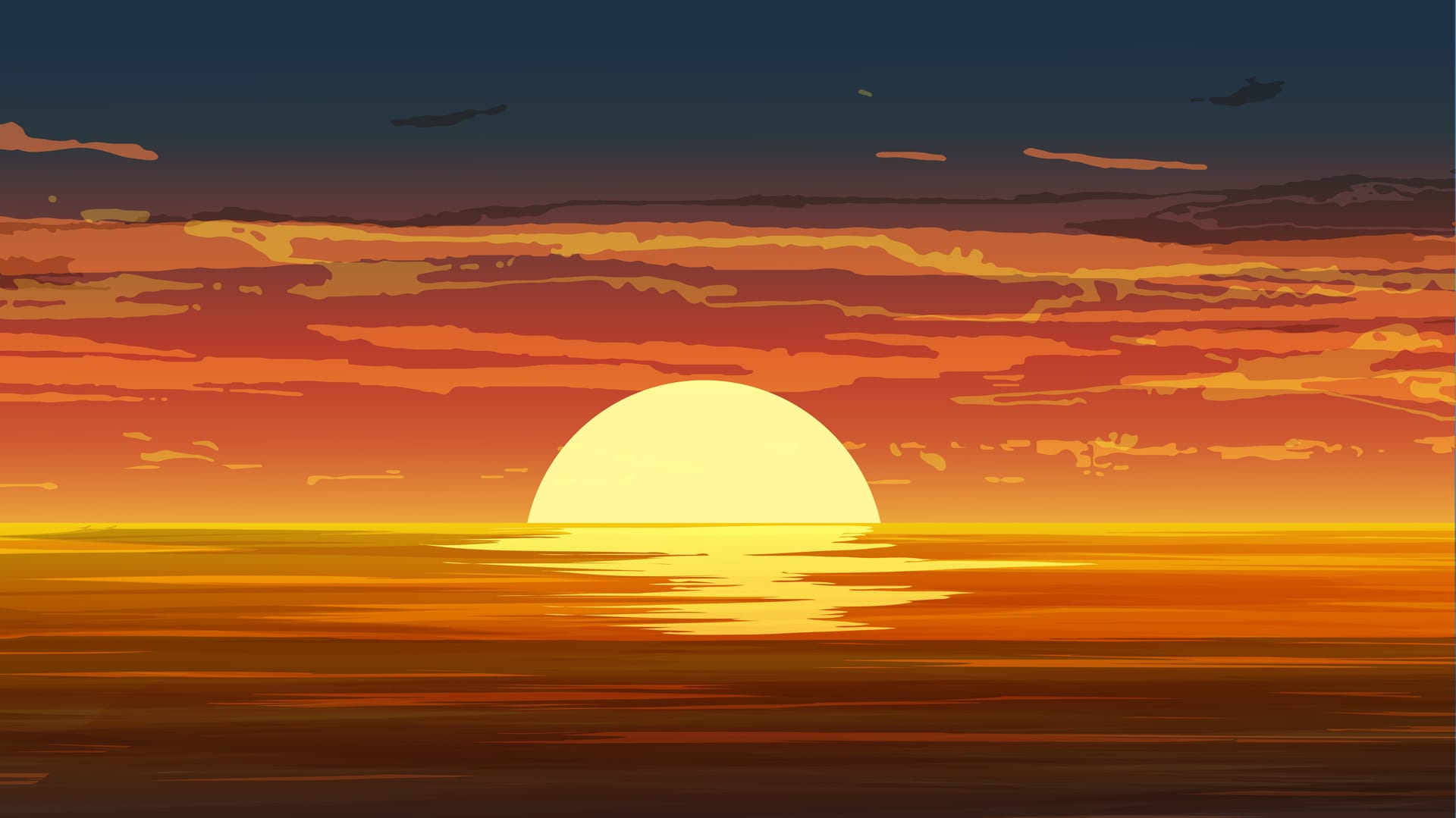 Sunset clipart dramatic red sky sunset ocean