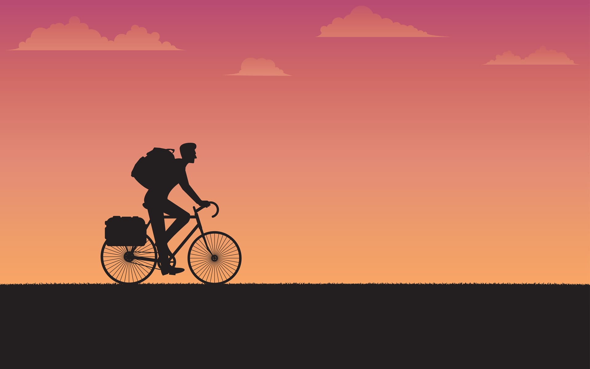 Sunset clipart silhouette cyclist traveler