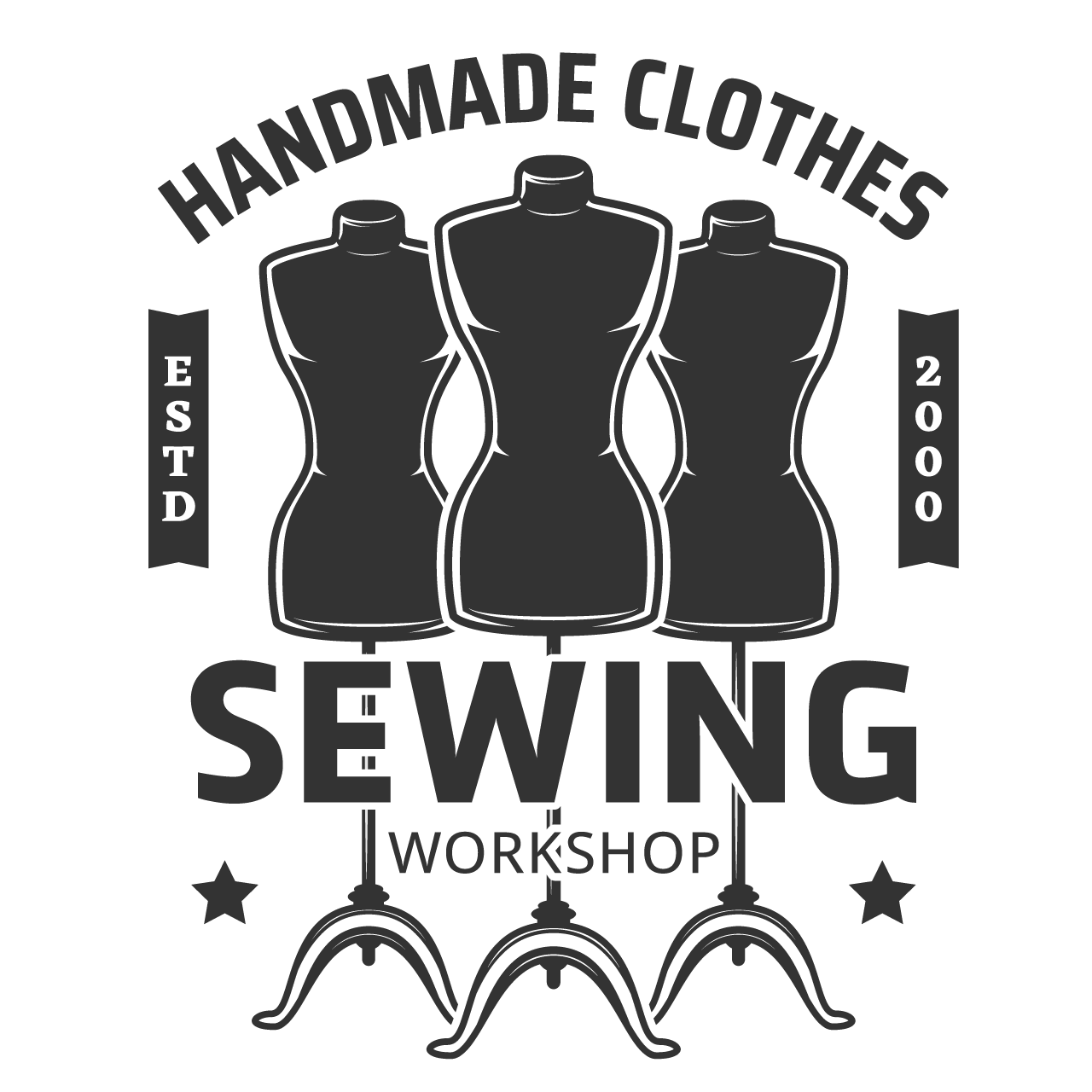 Tailor clipart sewing industry retro icon with mannequins
