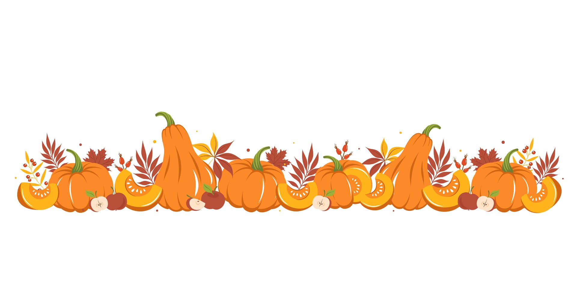 Harvest pumpkin fruit with autumn colorful leaves happy thanksgiving