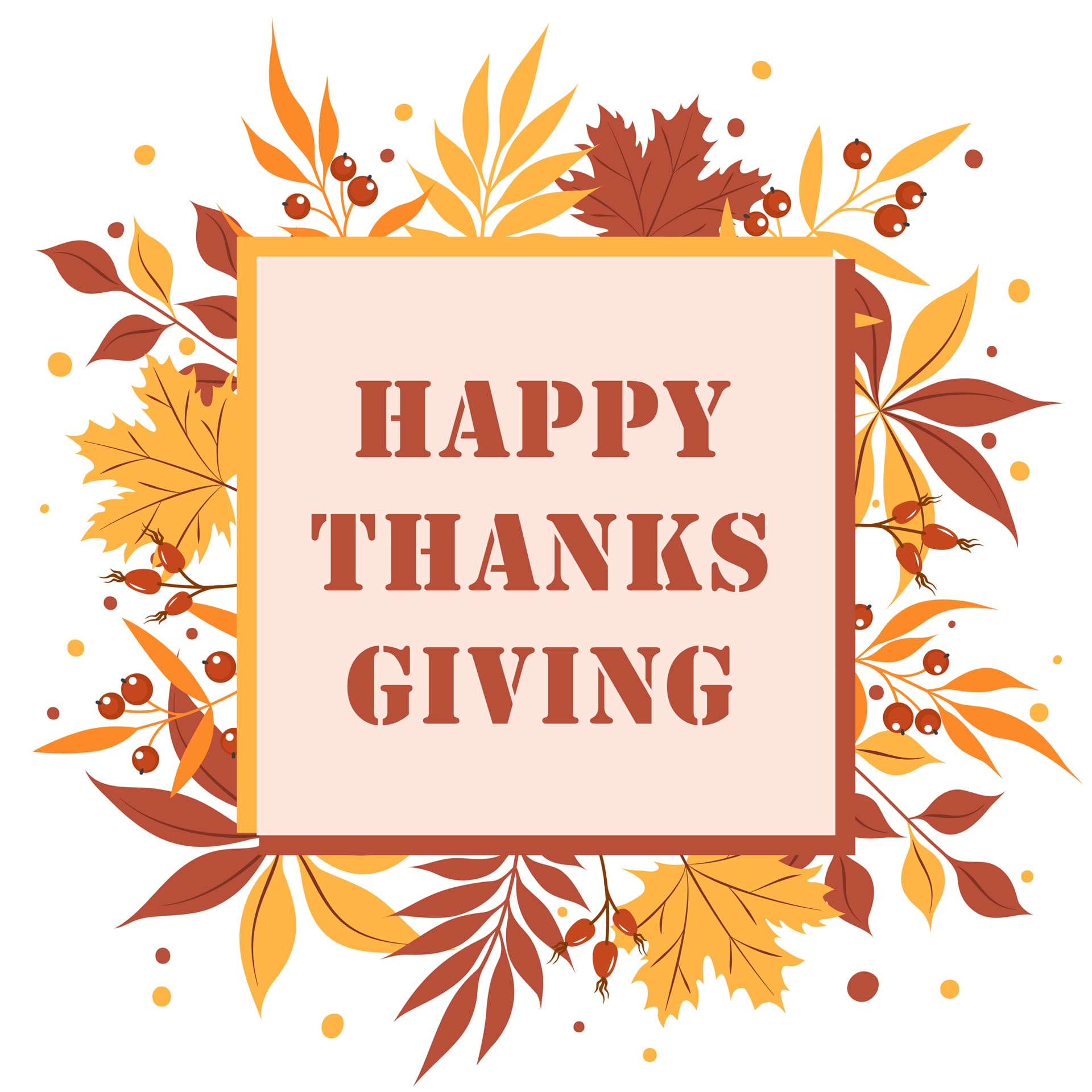 Lettering thanksgiving with beautiful bright leaves white background image