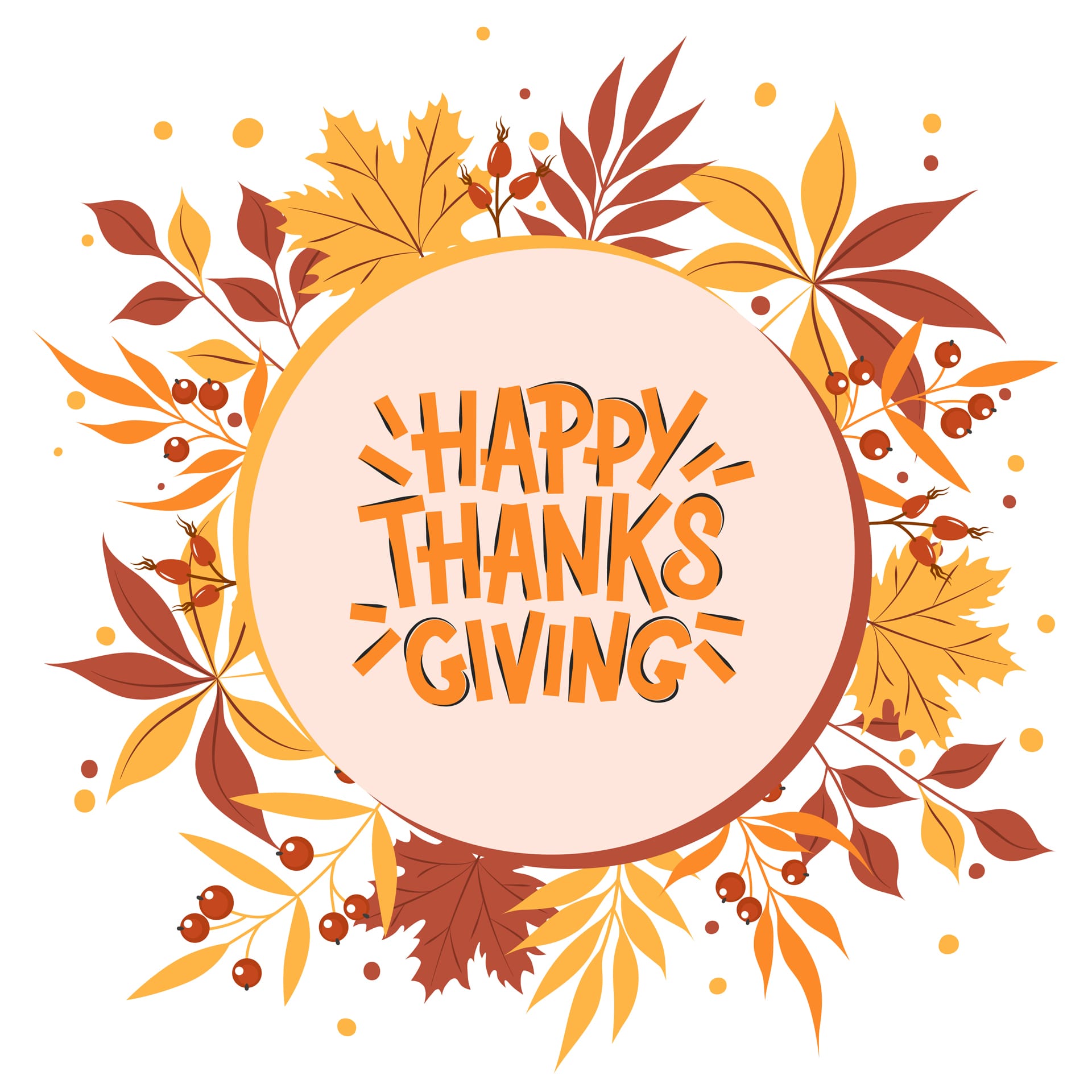 Lettering thanksgiving with beautiful bright leaves white background