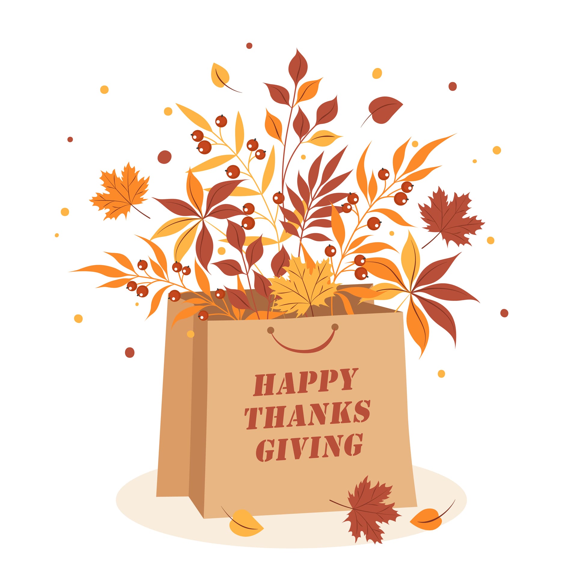 Thanksgiving clipart banner with paper bag leaves poster flyer