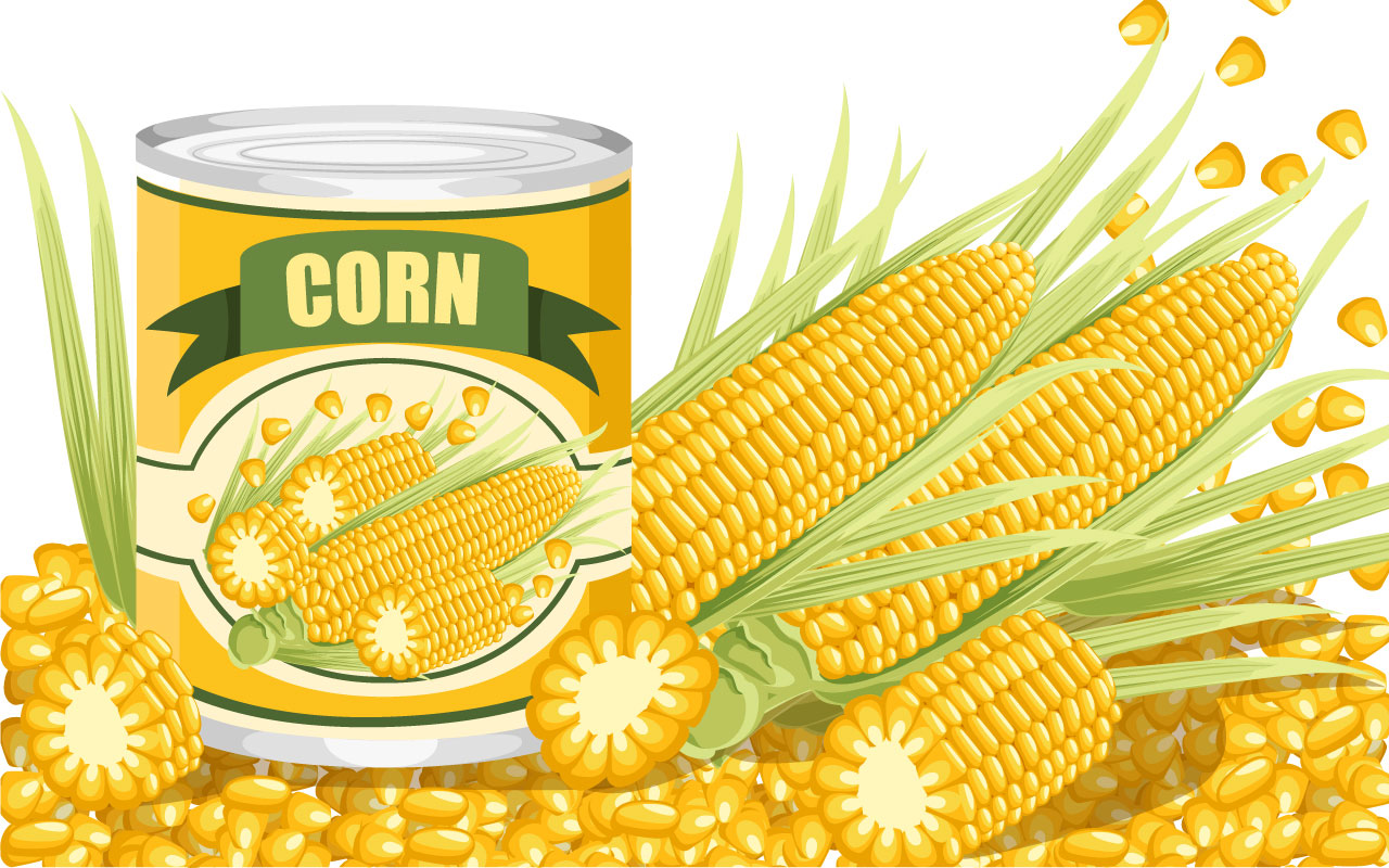 Corn aluminum can canned sweet corn with corn cob logo product supermarket shop