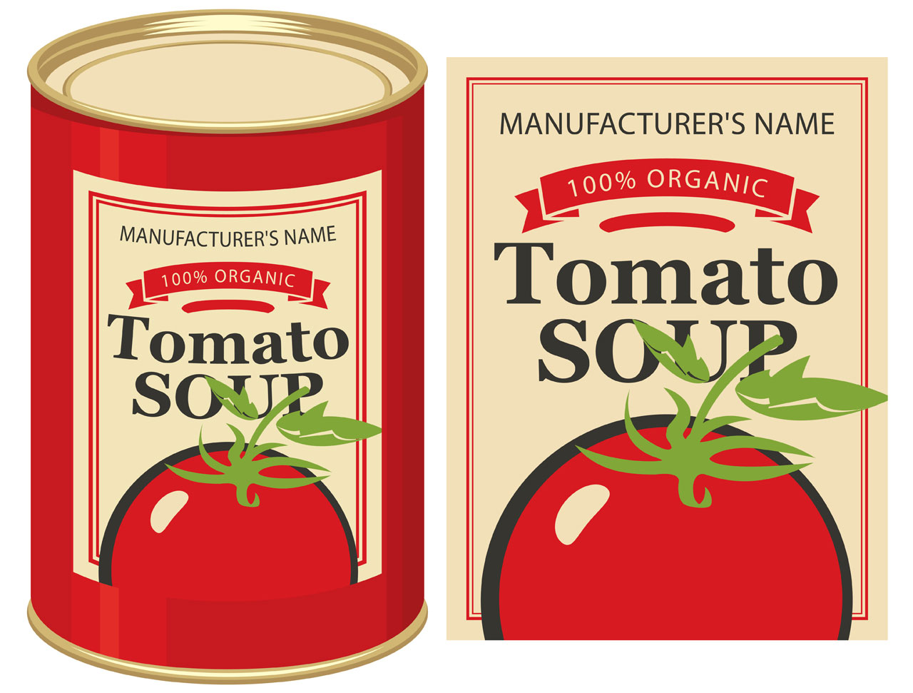 Tin clipart tin can with label tomato soup hand drawing sketch cartoon image