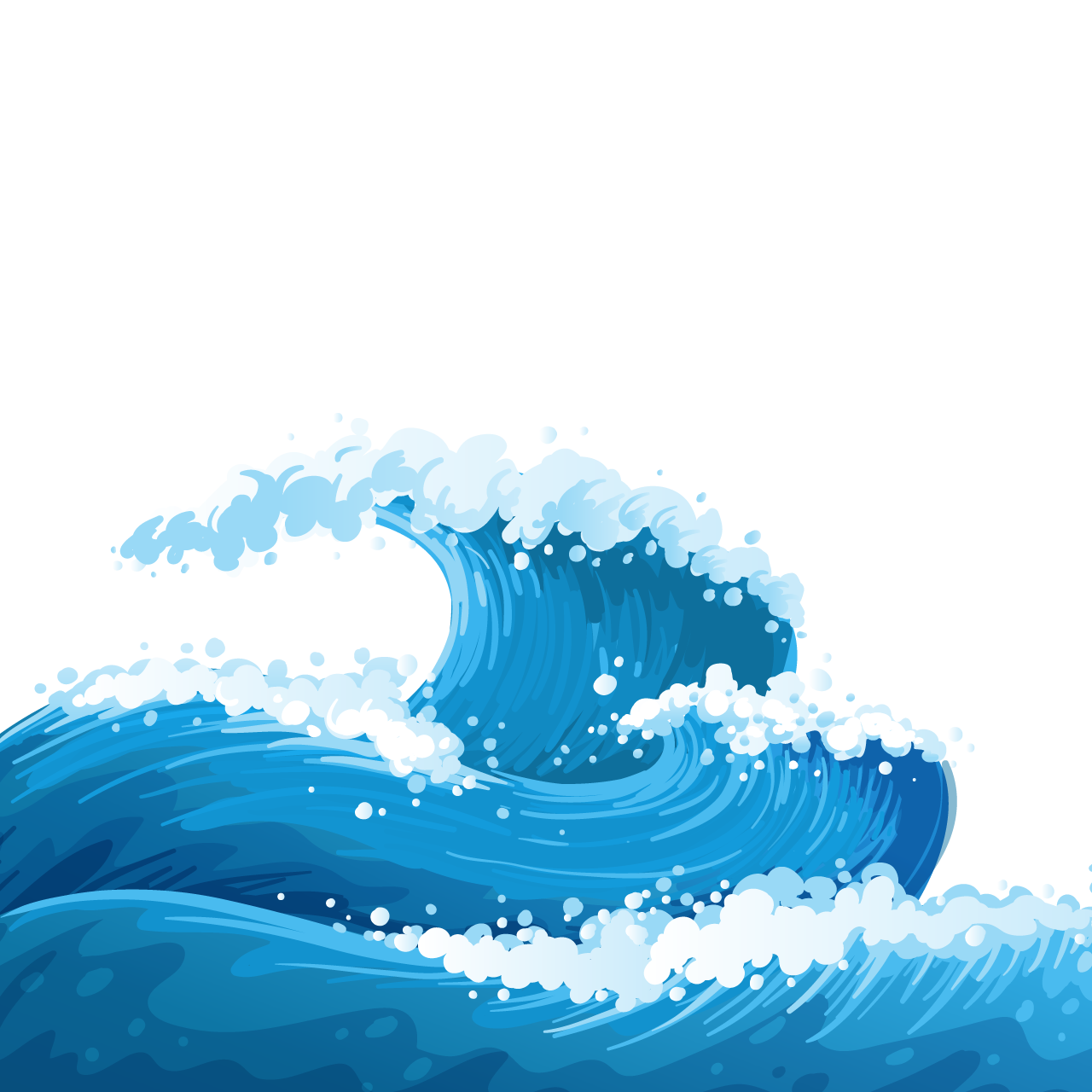 Sea giant waves hand drawing sketch transparent background png cartoon image